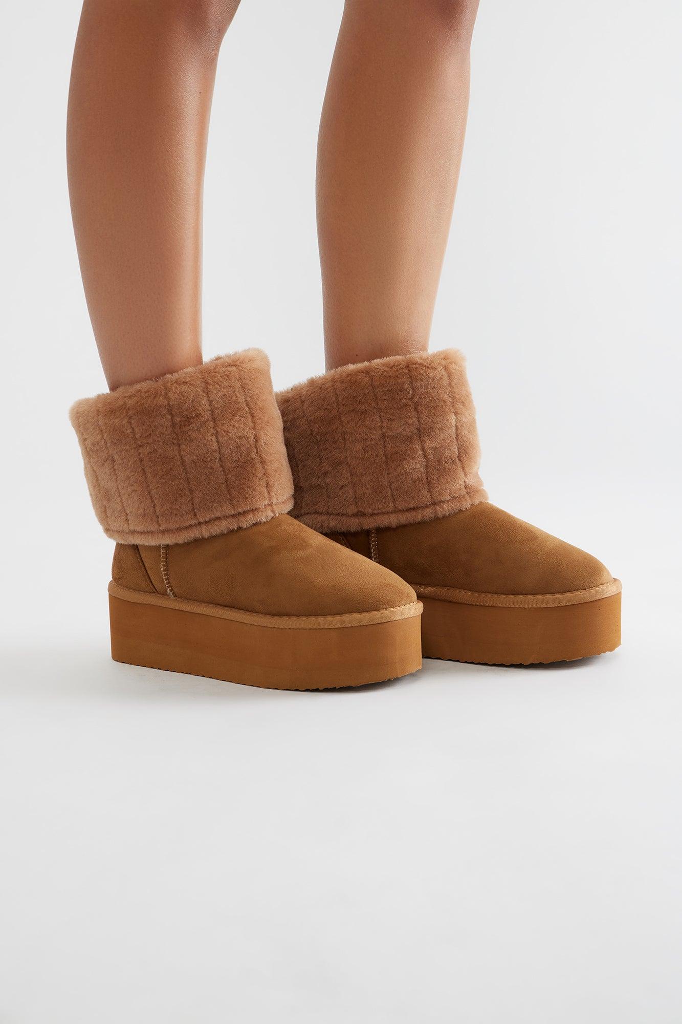 Ready To Chill Platform Booties - Camel Product Image