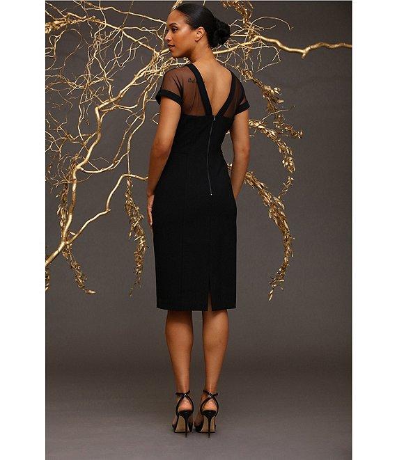 Maggy London Illusion Round Neck Cap Sleeve Sheath Dress Product Image