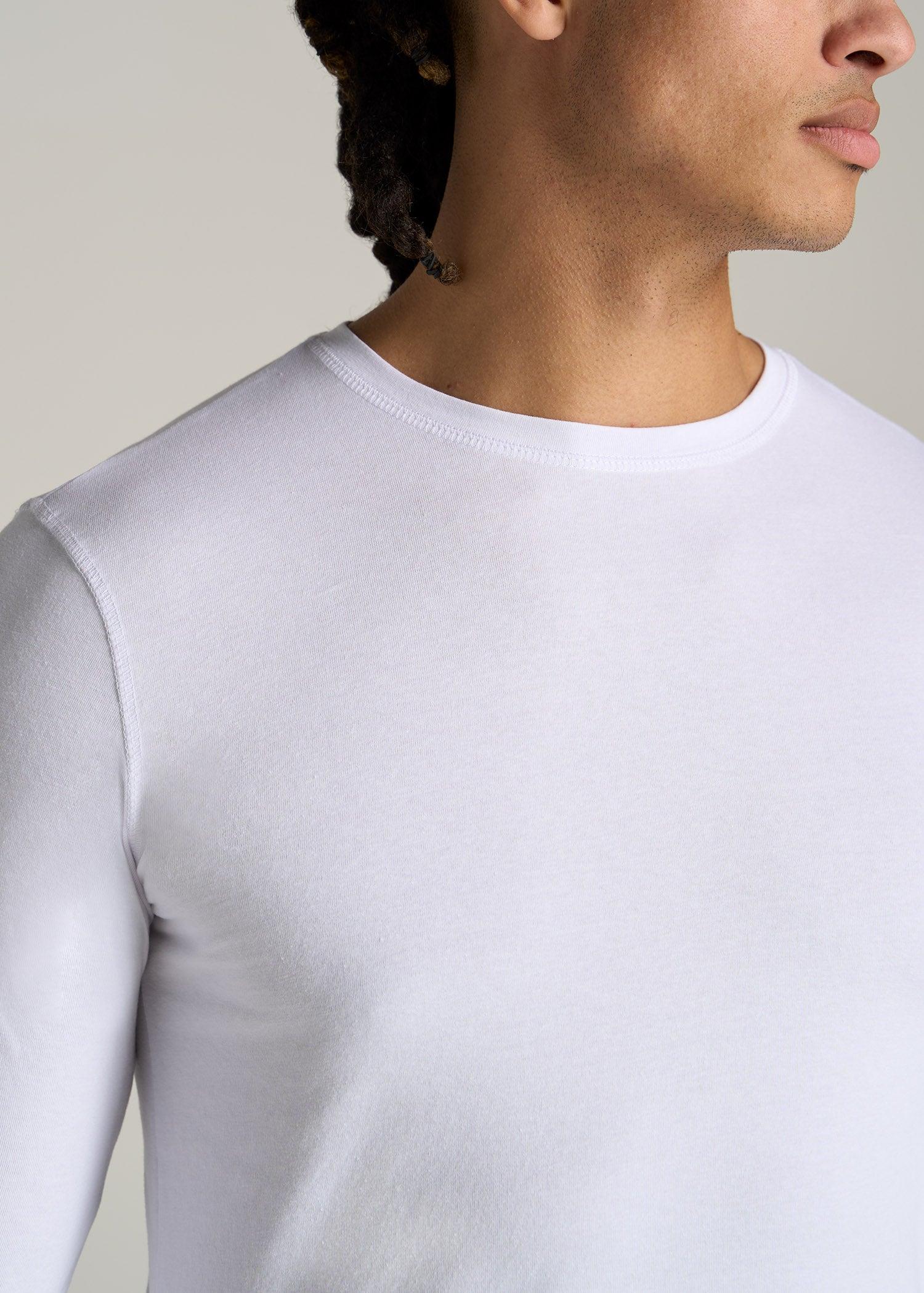 The Essential SLIM-FIT Long Sleeve Tee for Tall Men in White Male Product Image