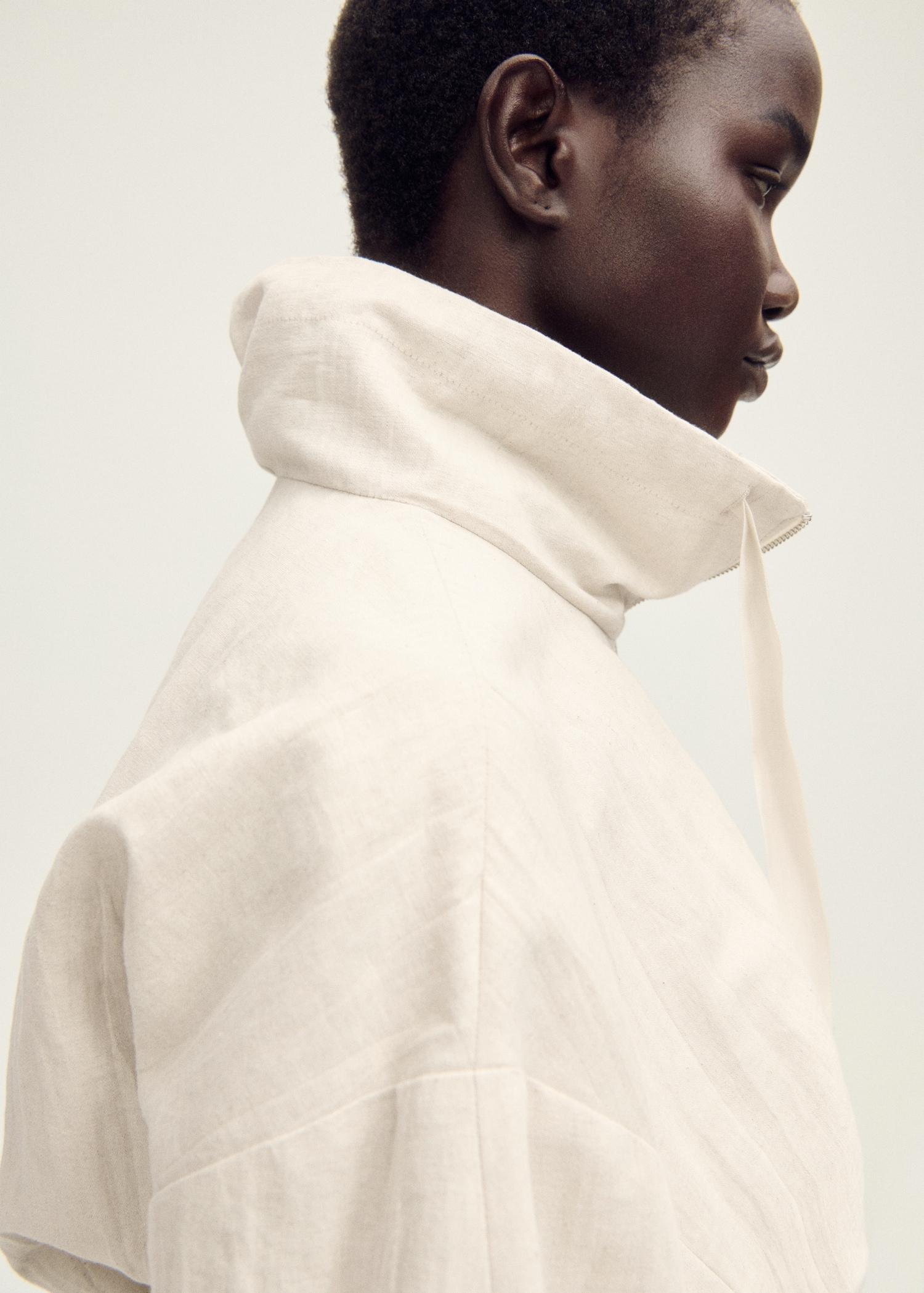 Linen-blend cropped jacket - Women | MANGO USA Product Image