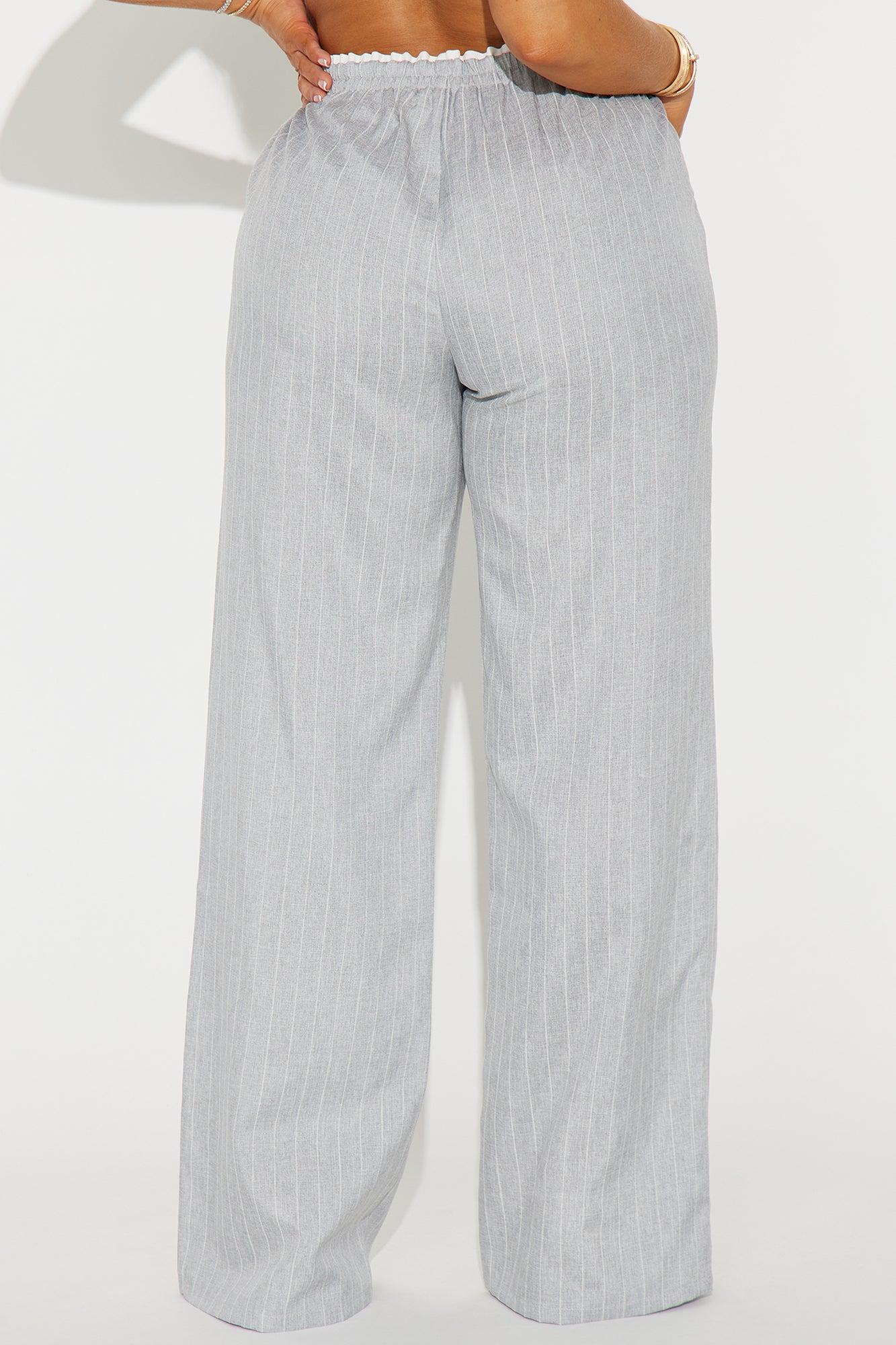 Nolan Pinstripe Double Waistband Pant - Grey Product Image