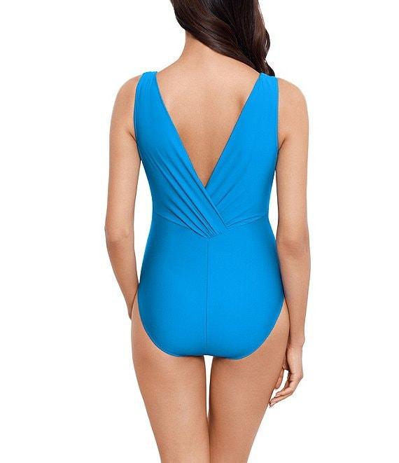 Magicsuit Marquis Kristi Solid Plunge Neck Draped V-Back One Piece Swimsuit Product Image