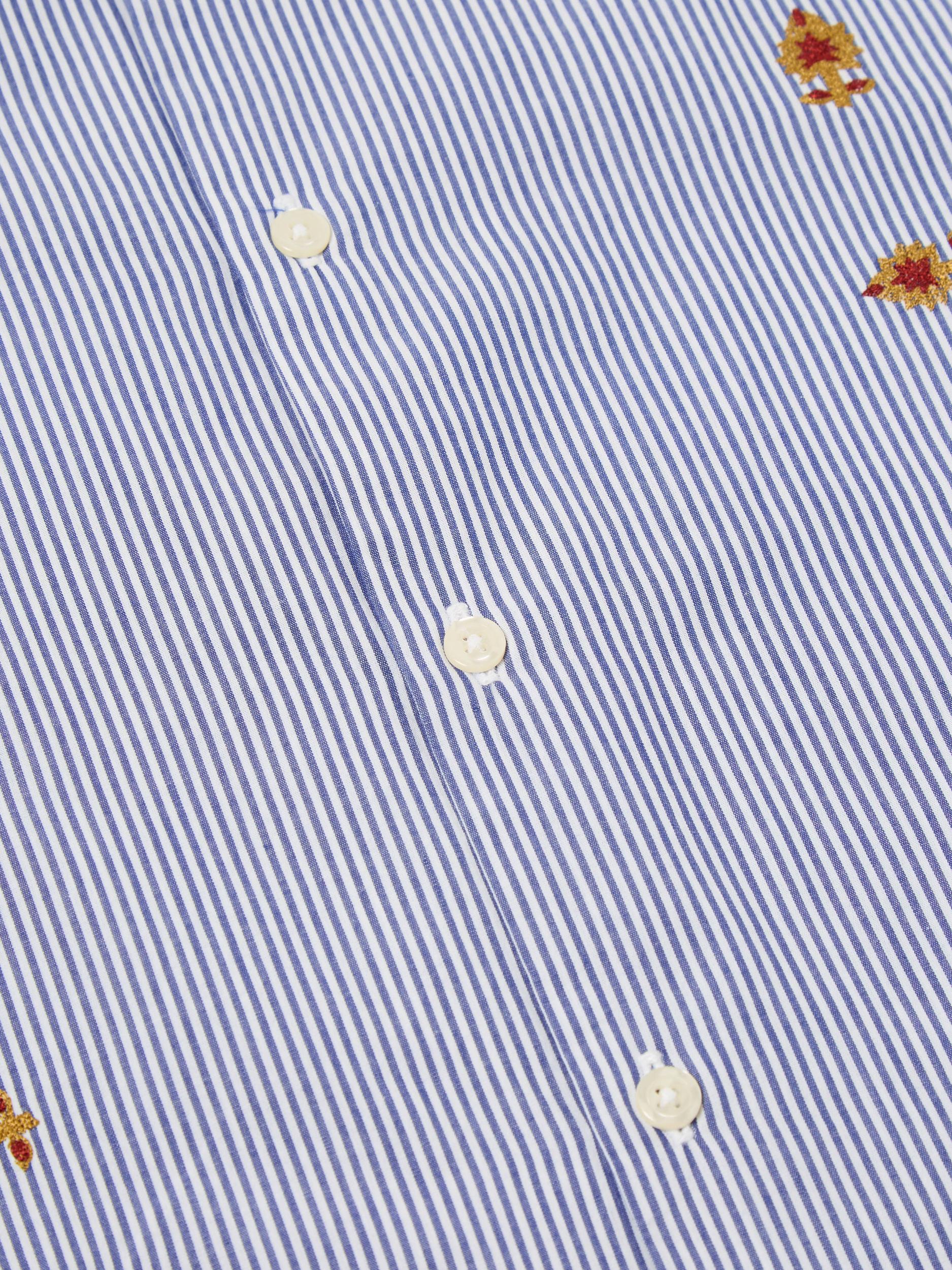 Blue Embroidered Classic Stripe Road Shirt Product Image