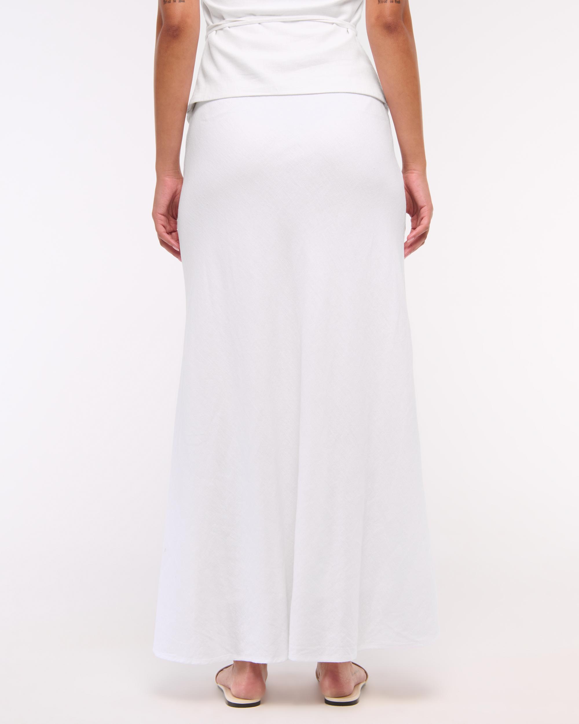 Mid Rise Linen-Blend Maxi Skirt Product Image