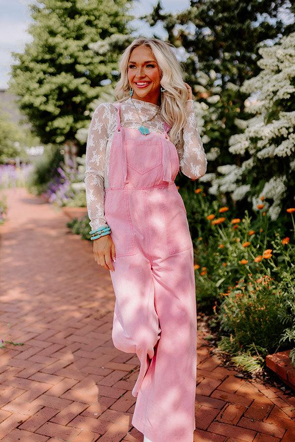 The Meena Denim Overalls In Pink Product Image