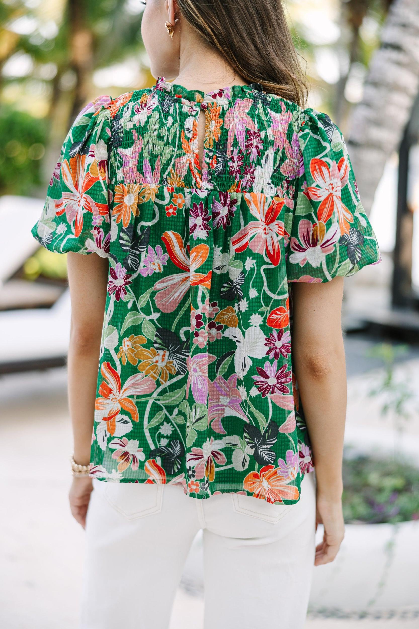 All In The Plans Green Floral Blouse Female Product Image