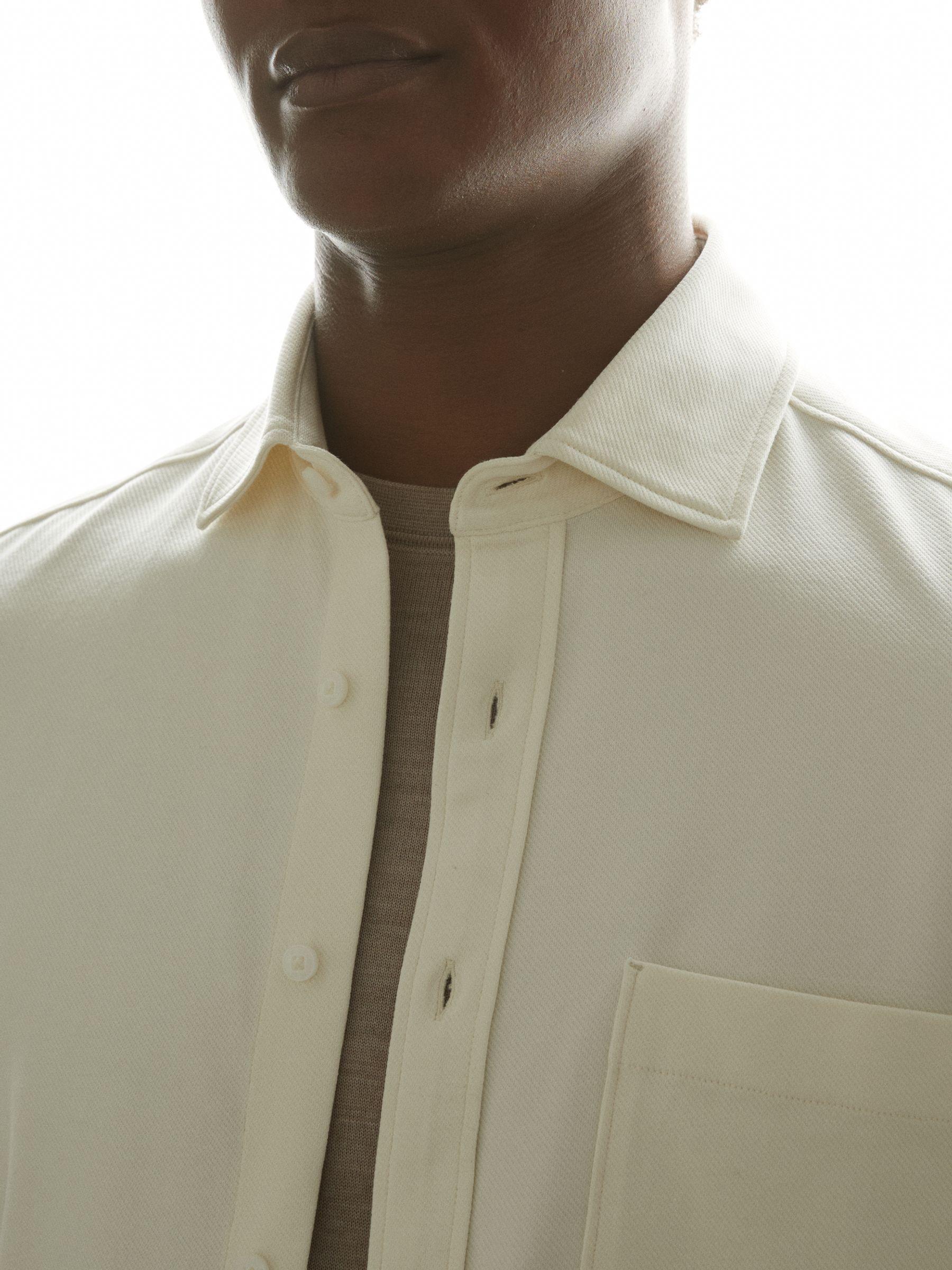 Cotton Blend Twill Overshirt in Off White Product Image