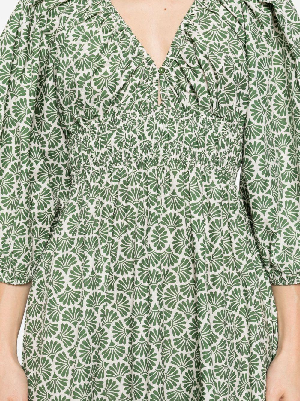smocked floral-print dress Product Image
