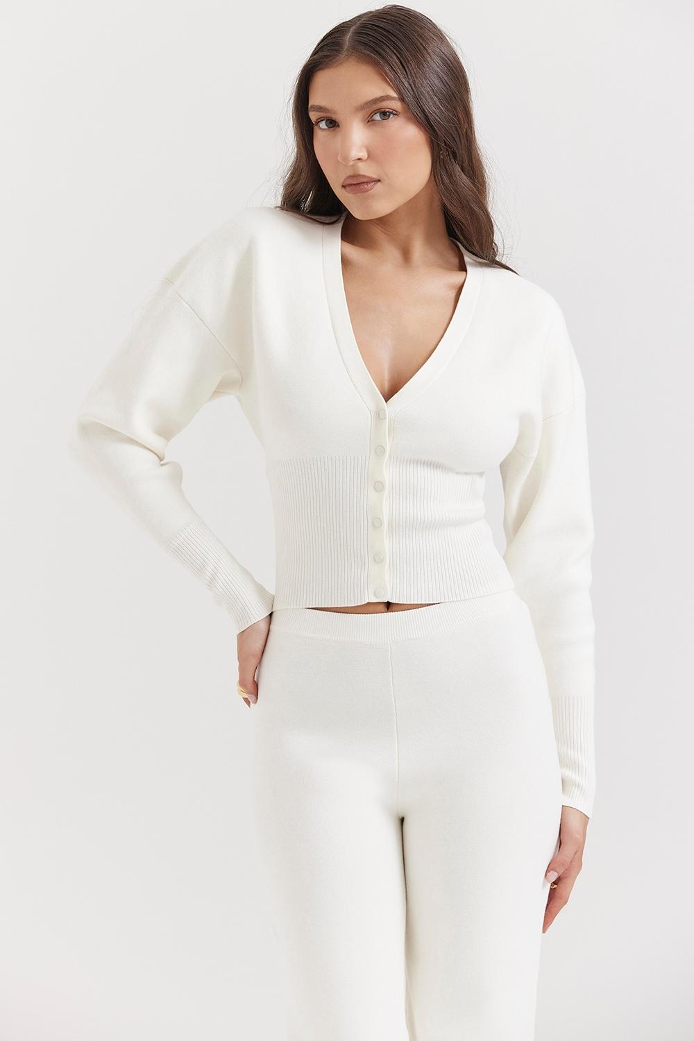 Noor  off white knitted cardigan Product Image