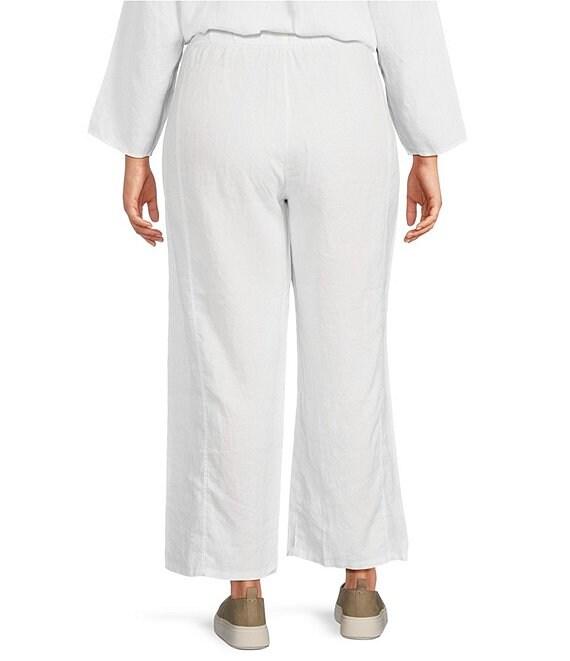 Eileen Fisher Plus Size Organic Linen Wide Leg Ankle Pants Product Image