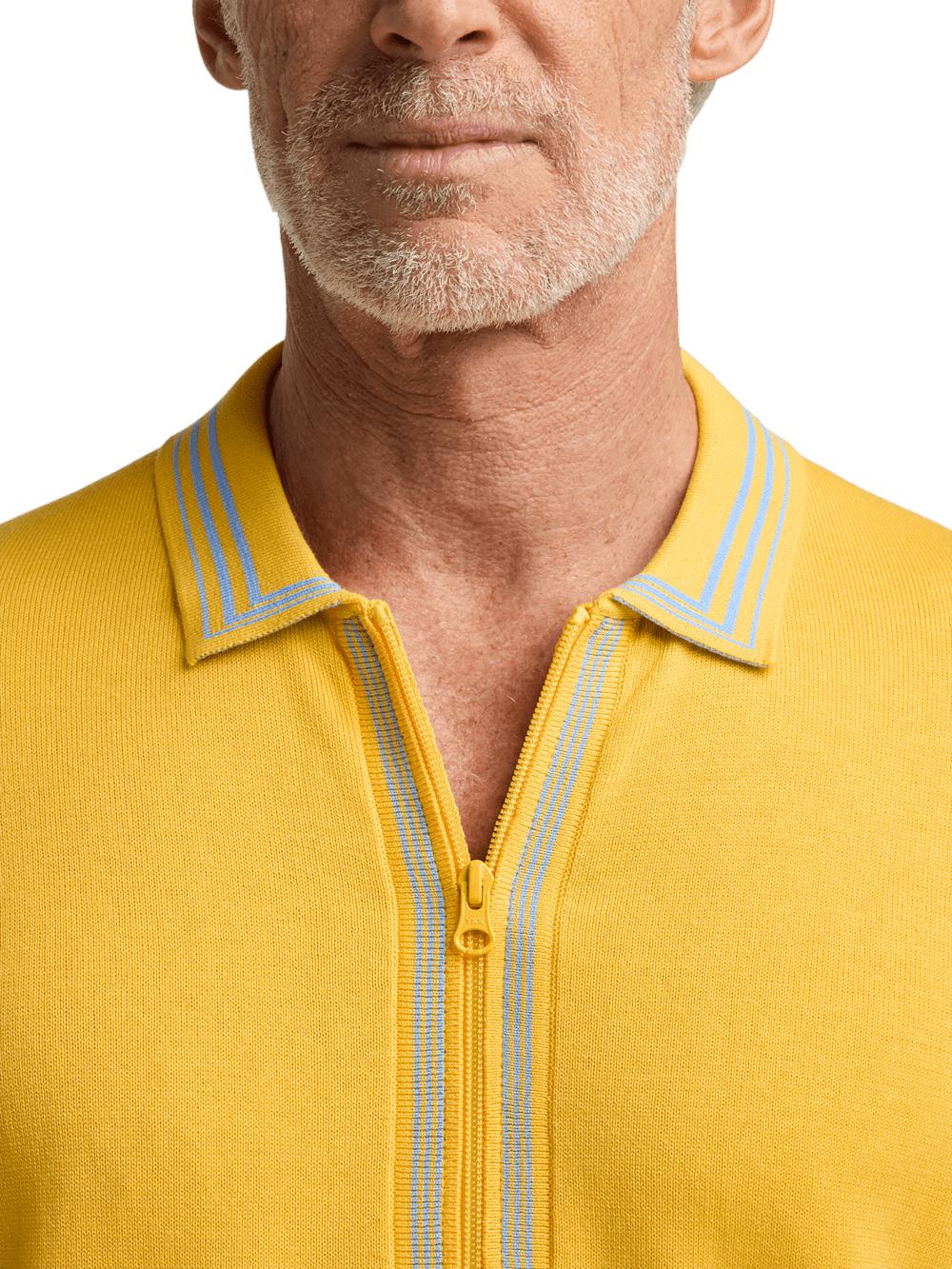 Cotton Full Zip Polo - Yellow Product Image