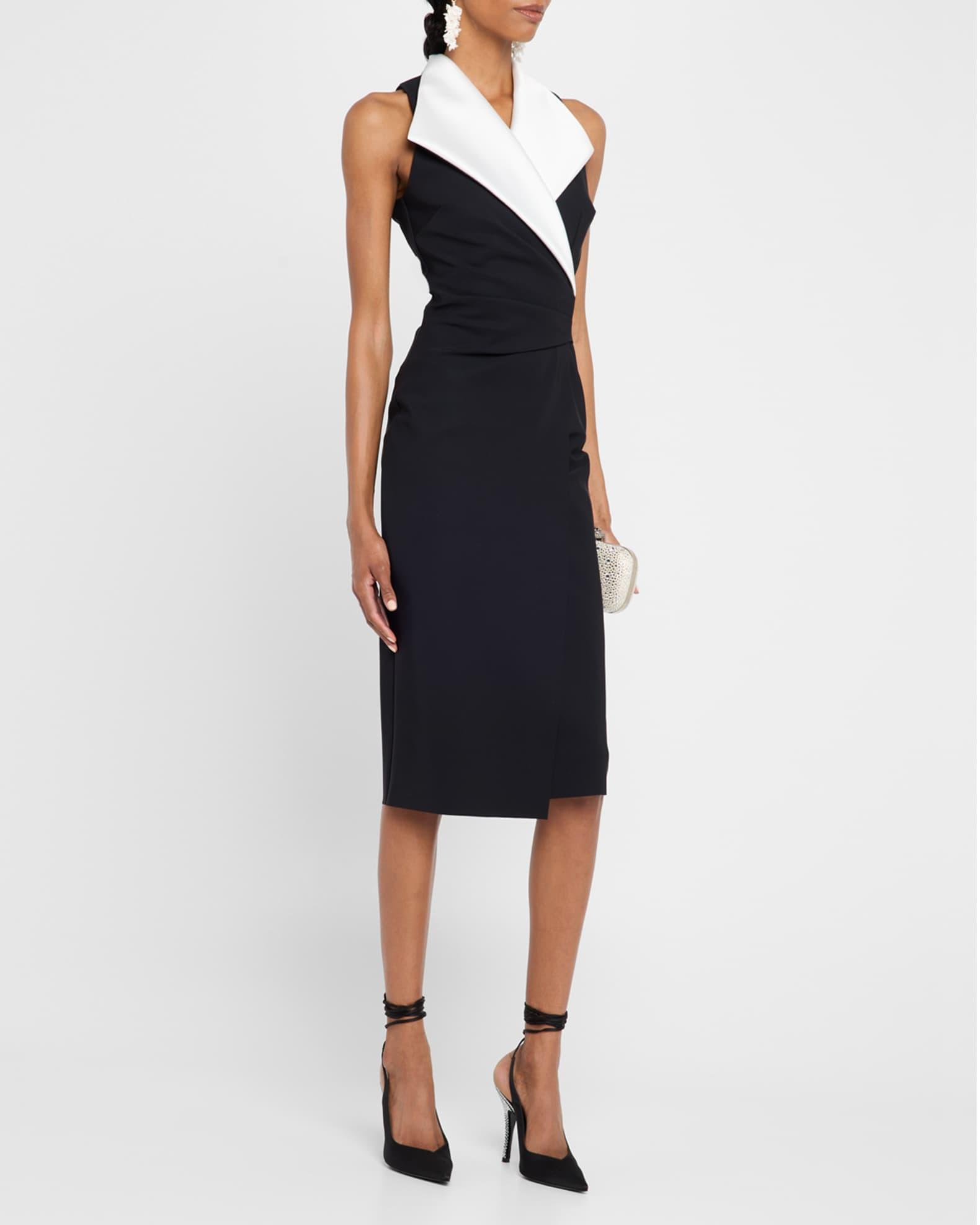 Sleeveless Pleated Two-Tone Midi Dress Product Image