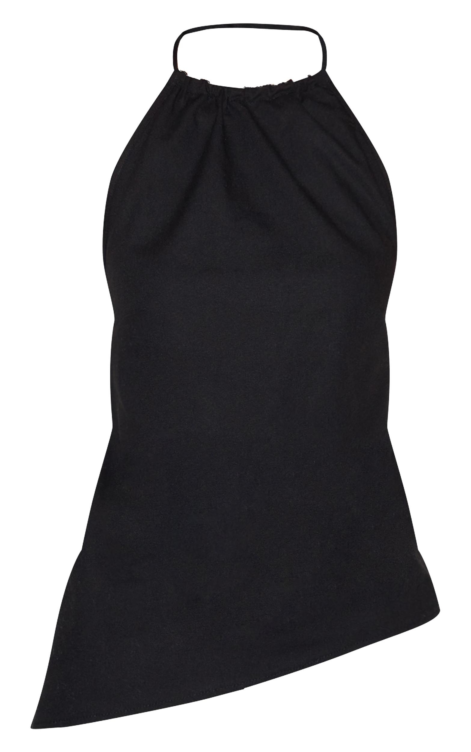 Black  Asymmetric Hem Long Top Product Image