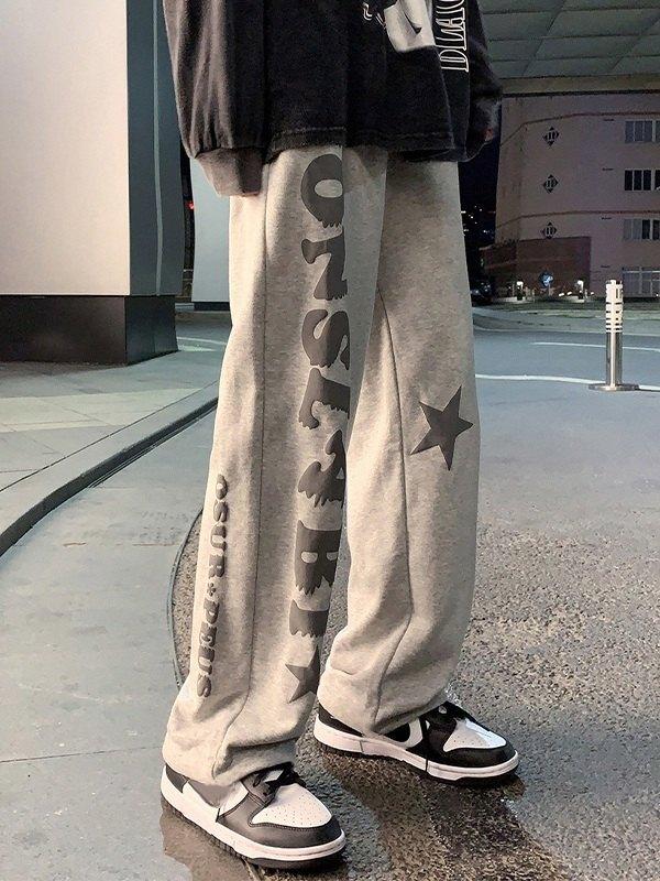 Men's Letter Star Graphic Loose Sweatpants Product Image