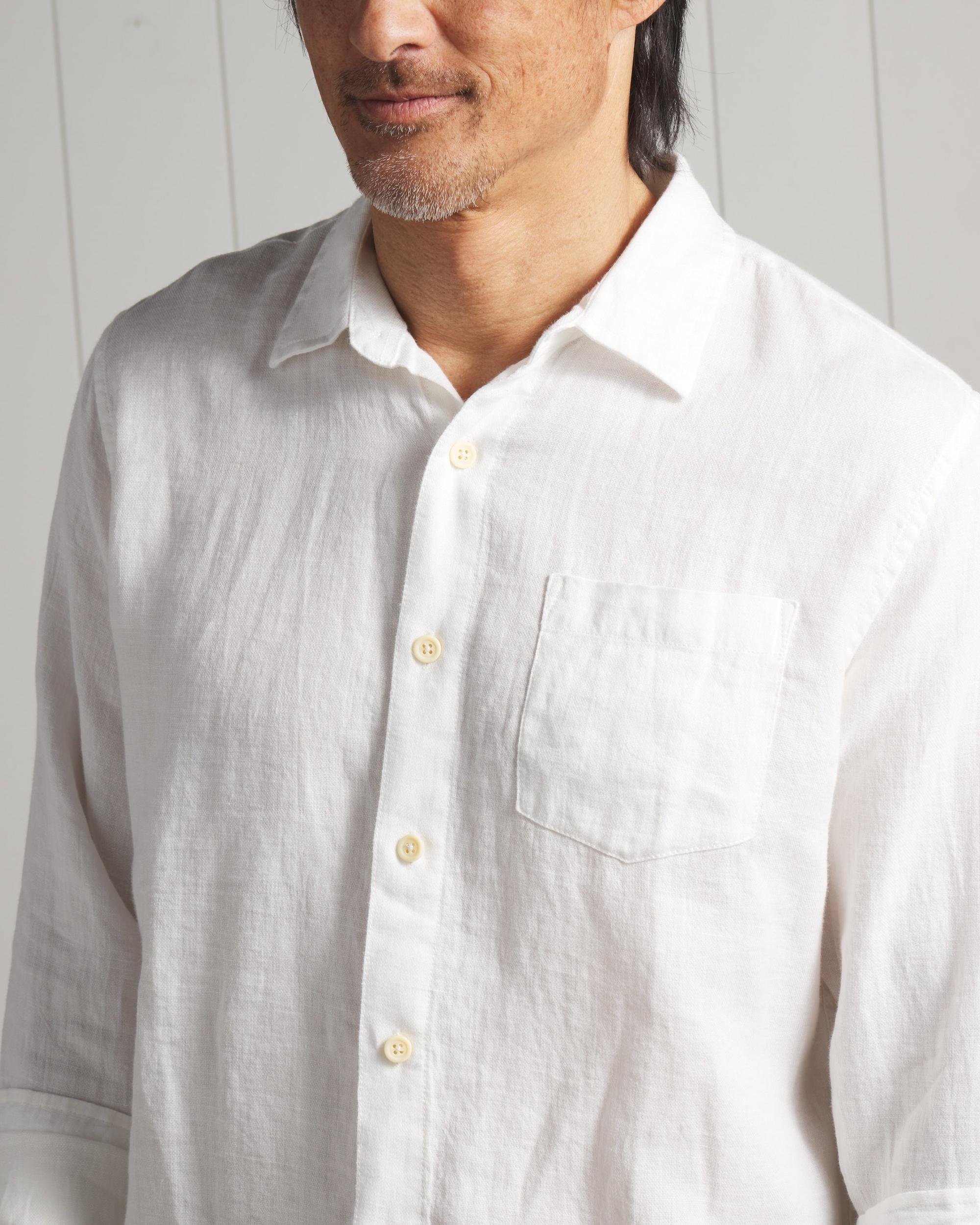 Nantucket Yarn Dyed Linen Shirt - White Product Image