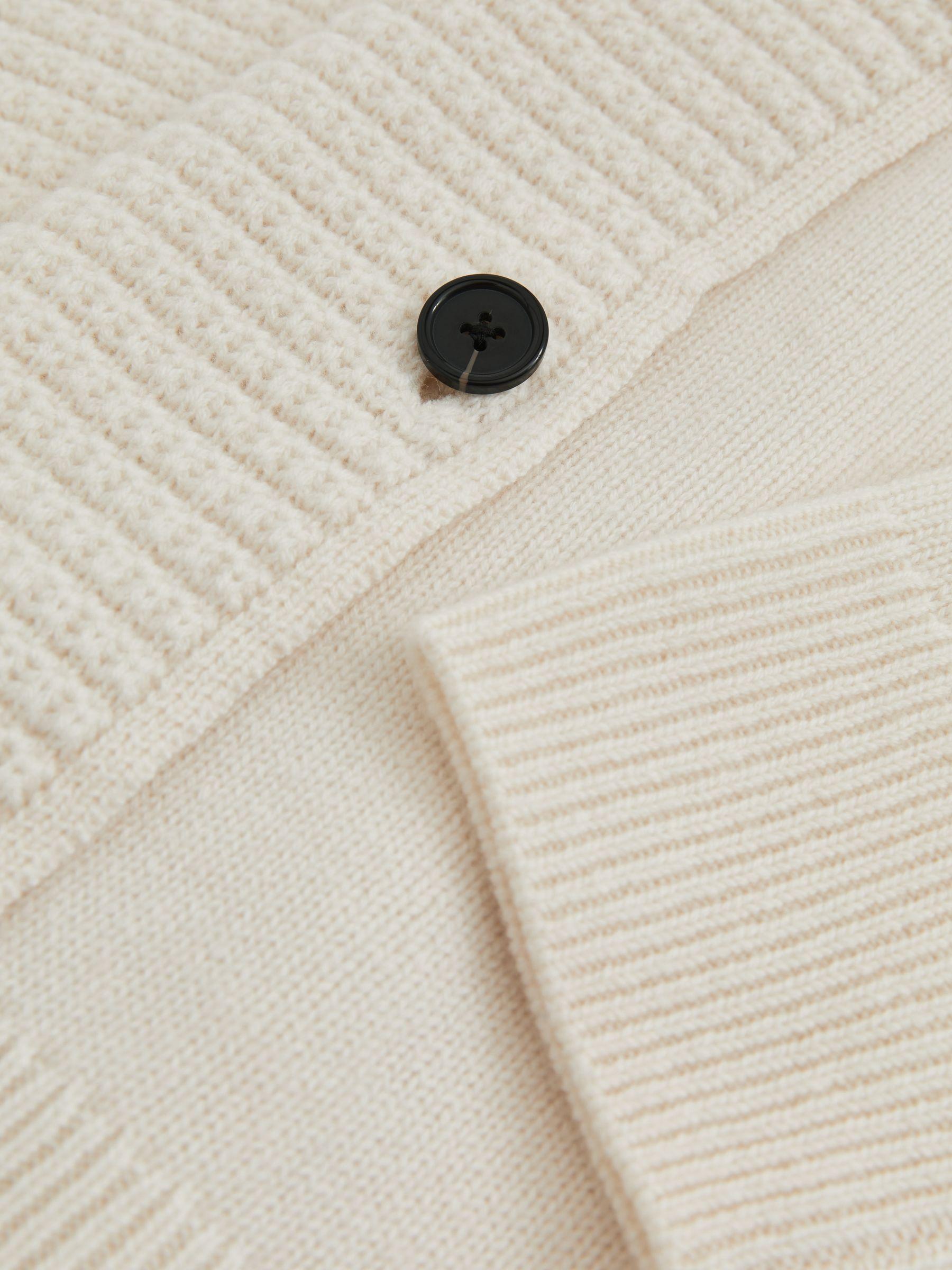 Wool-Cashmere Button-Neck Jumper in White Product Image