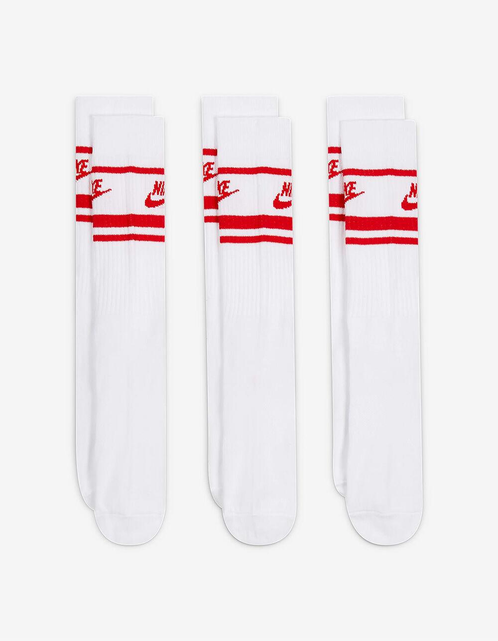 NIKE Sportswear Dri-FIT Everyday Essential 3 Pack Mens Crew Socks - WHT/RED Product Image