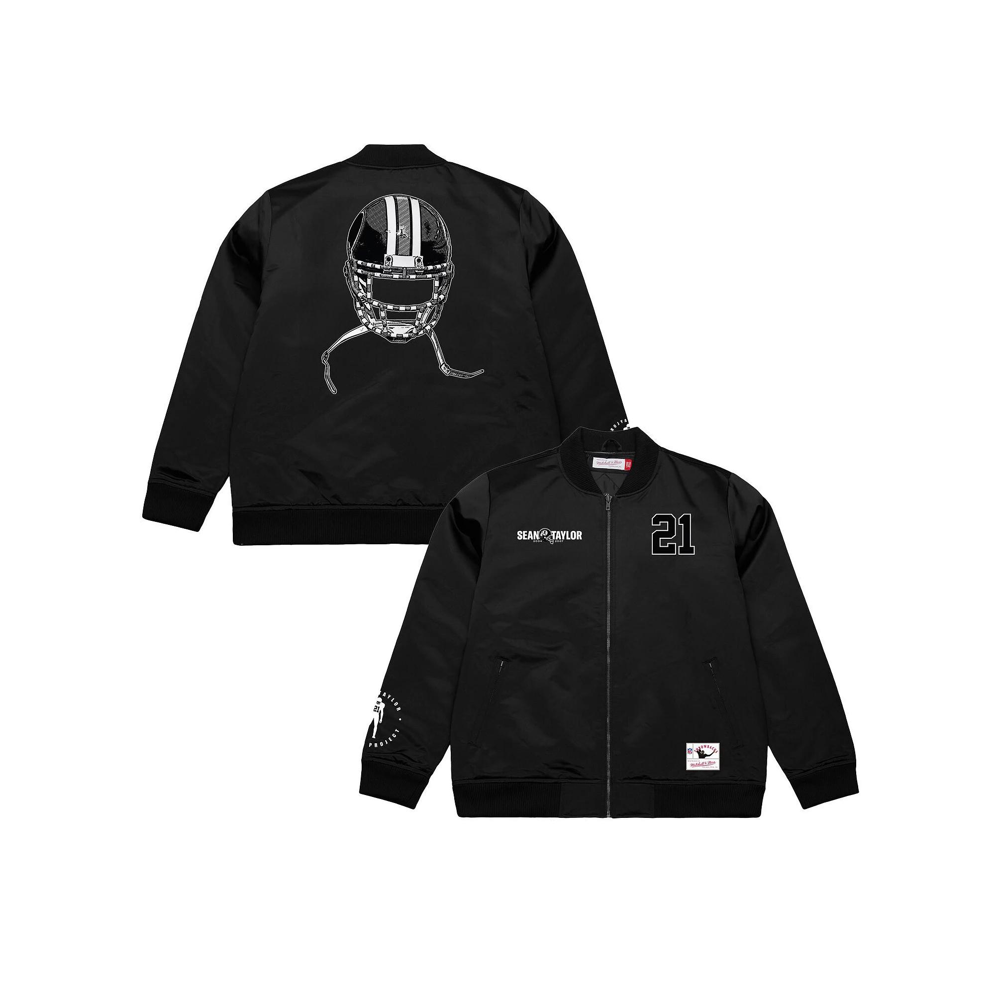 Men's Mitchell & Ness Sean Taylor Black Washington Commanders Name & Number Full-Zip Bomber Jacket, Size: 2XL, Wft Black Product Image