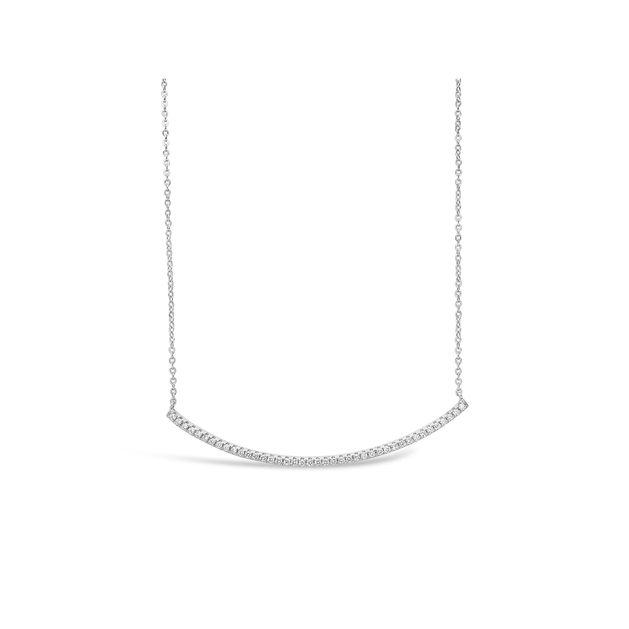 MC Collective Cubic Zirconia Curved Bar Necklace, Women's, Size: 16-18" ADJ, Silver Tone Product Image