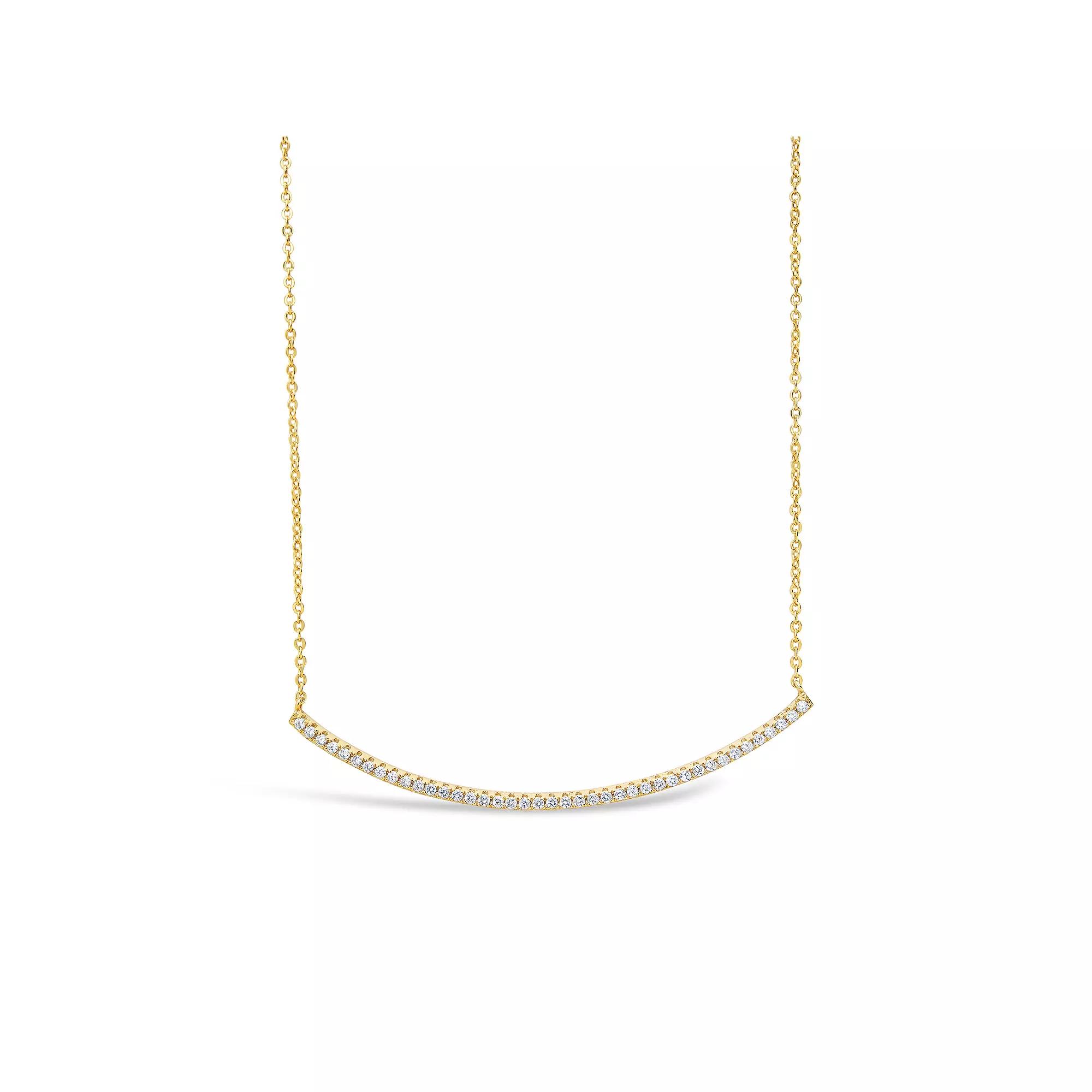 MC Collective Cubic Zirconia Curved Bar Necklace, Women's, Size: 16-18" ADJ, Gold Tone Product Image