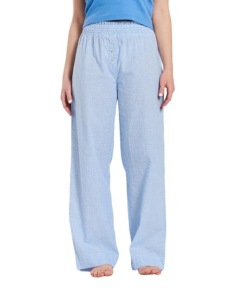 Peachaus Womens Chicory Striped Woven-Cotton Pajama Pants Product Image