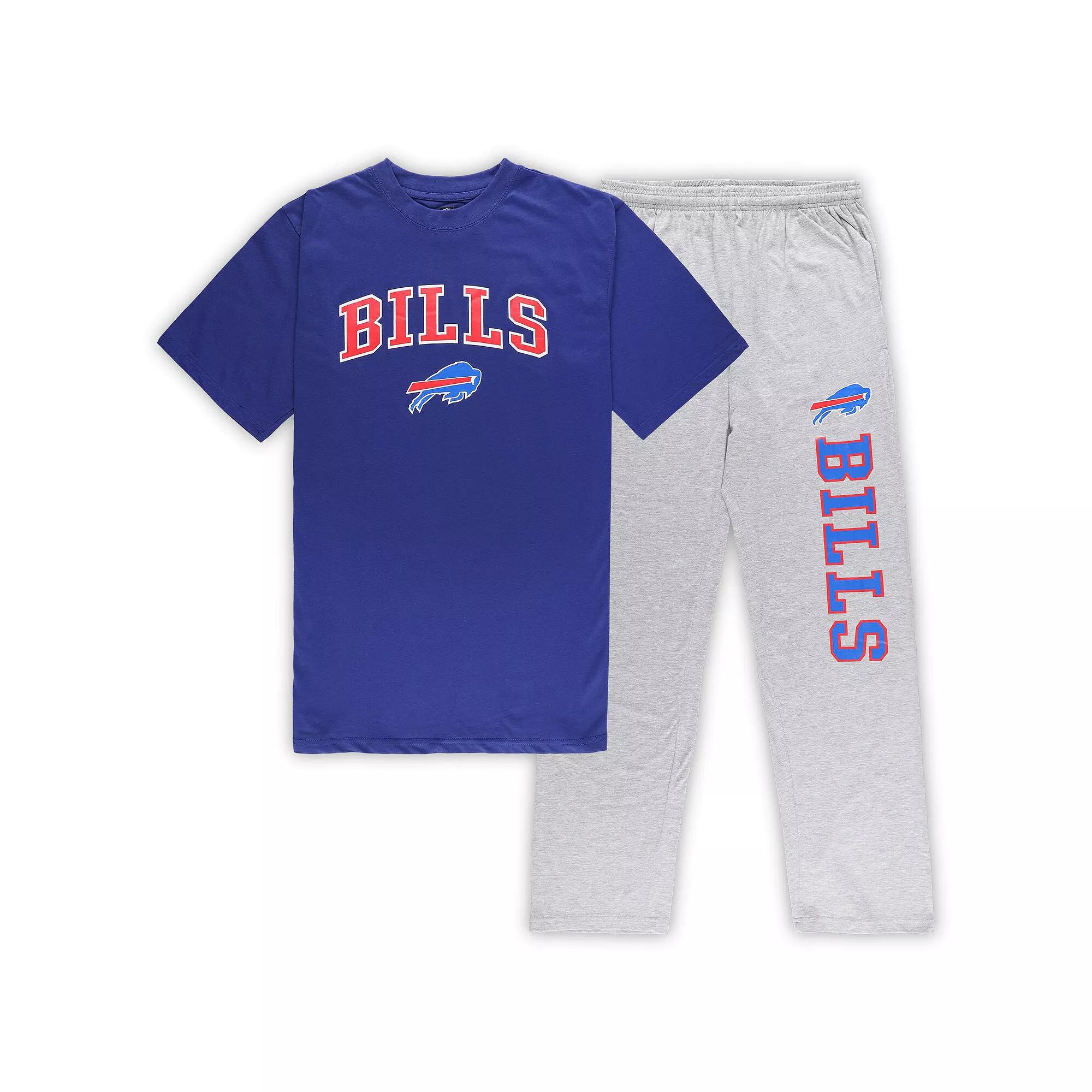 Men's Concepts Sport Royal/Heather Gray Buffalo Bills Big & Tall T-Shirt & Pants Sleep Set,  Product Image