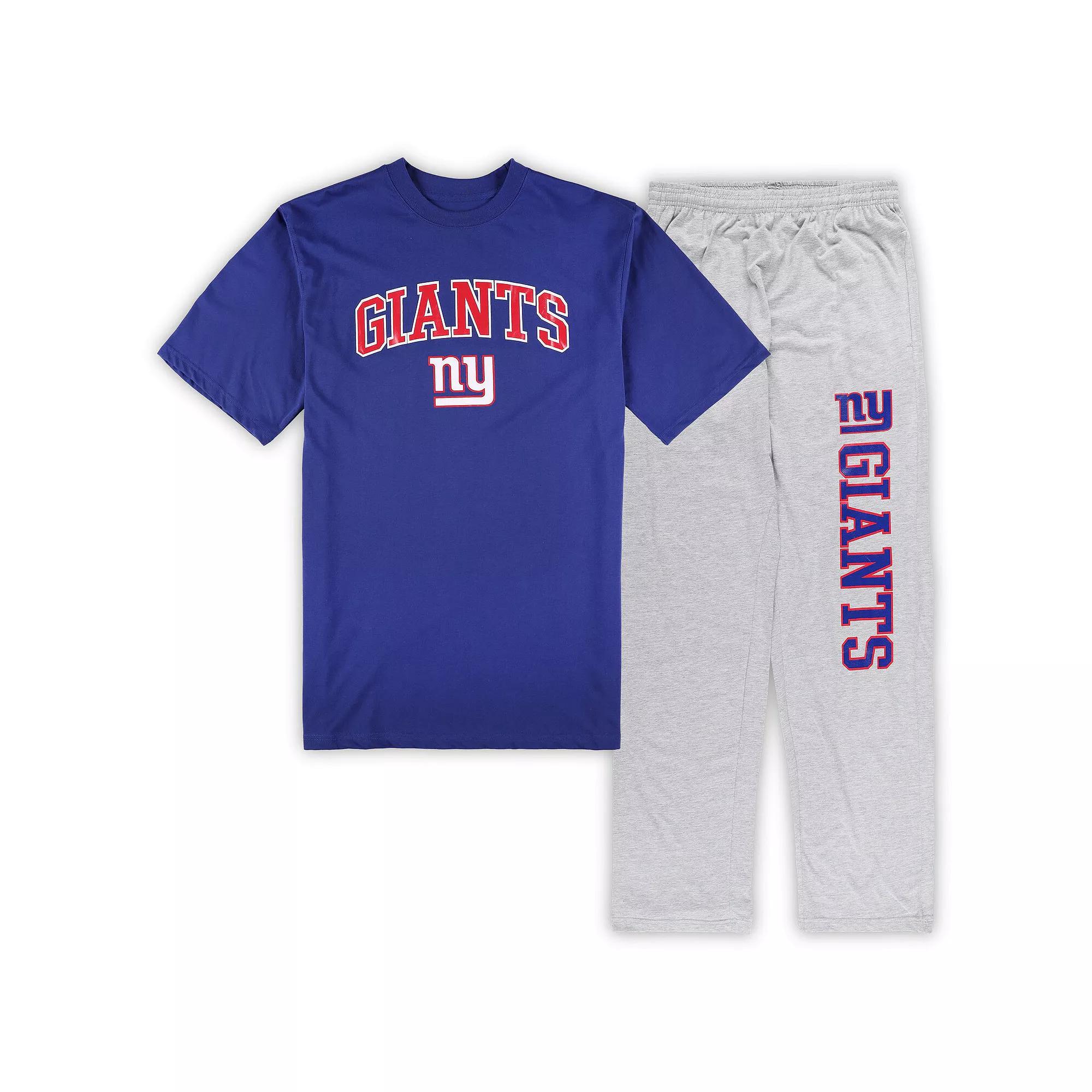 Men's Concepts Sport Royal/Heather Gray New York Giants Big & Tall T-Shirt & Pajama Pants Sleep Set, Size: 4XLT, Blue Product Image