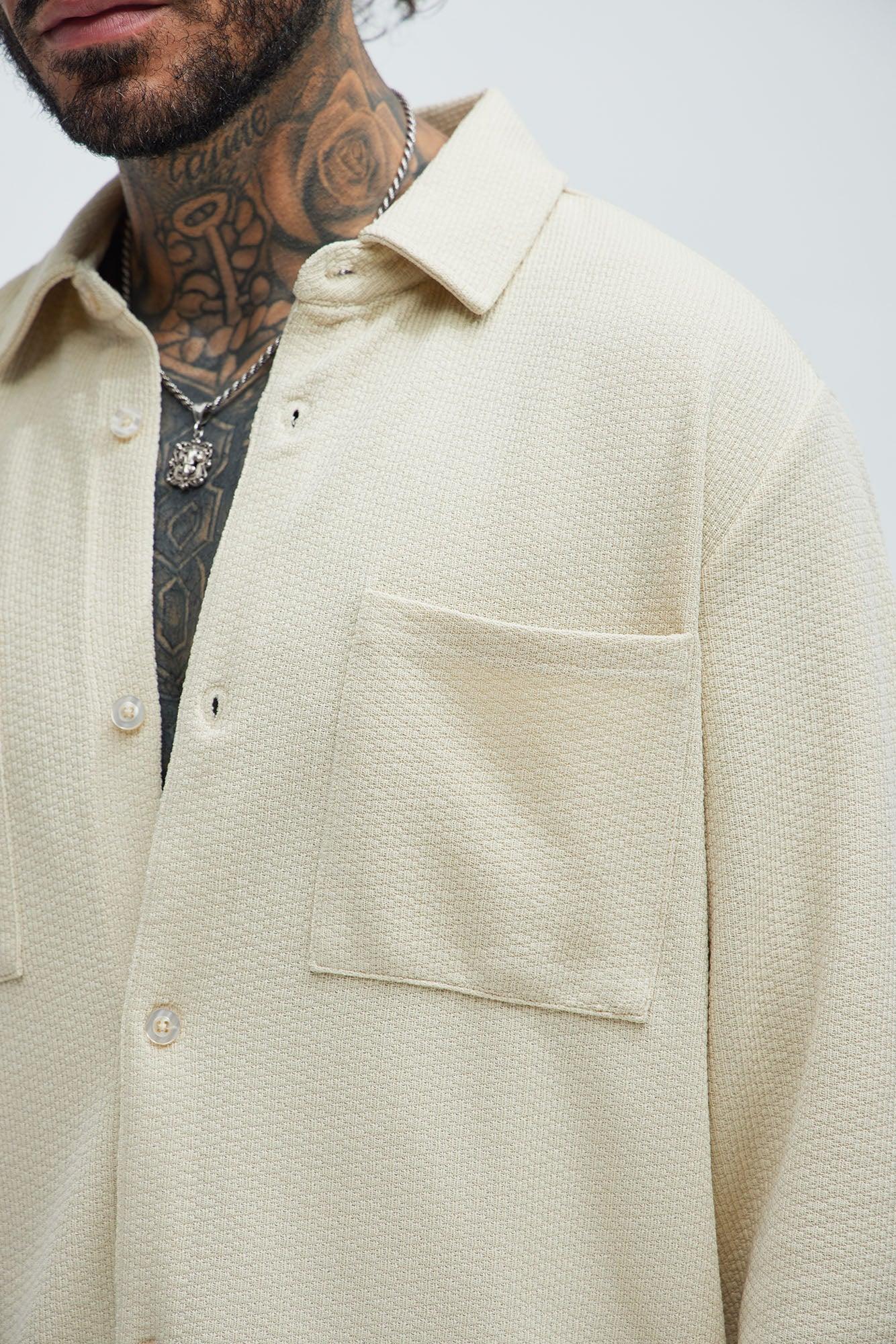 Capstan Textured Button Up Shirt - Cream Product Image