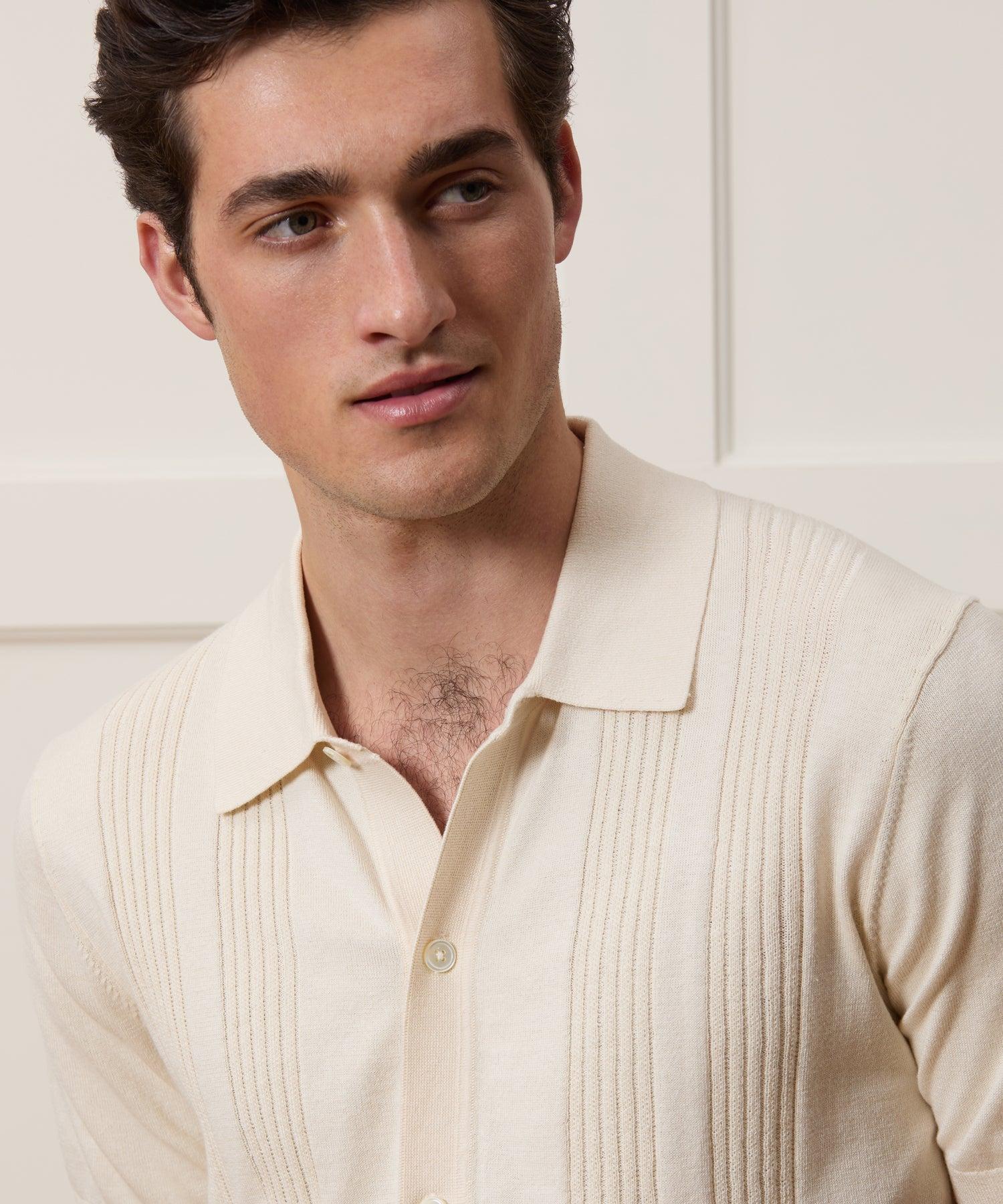 Cropped Silk-Cotton Sweater Polo Product Image