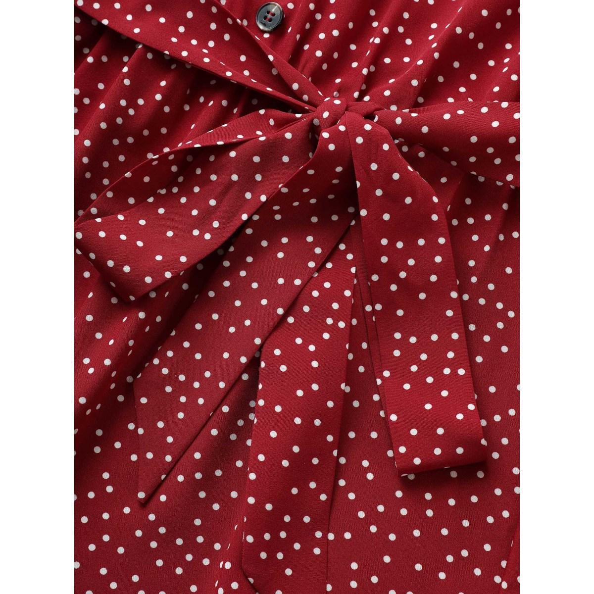 Plus Size Scarlet Polka Dot Ties Button Detail Blouse Women Elegant Short sleeve V-neck Everyday Blouses BloomChic 14-16/1X Product Image