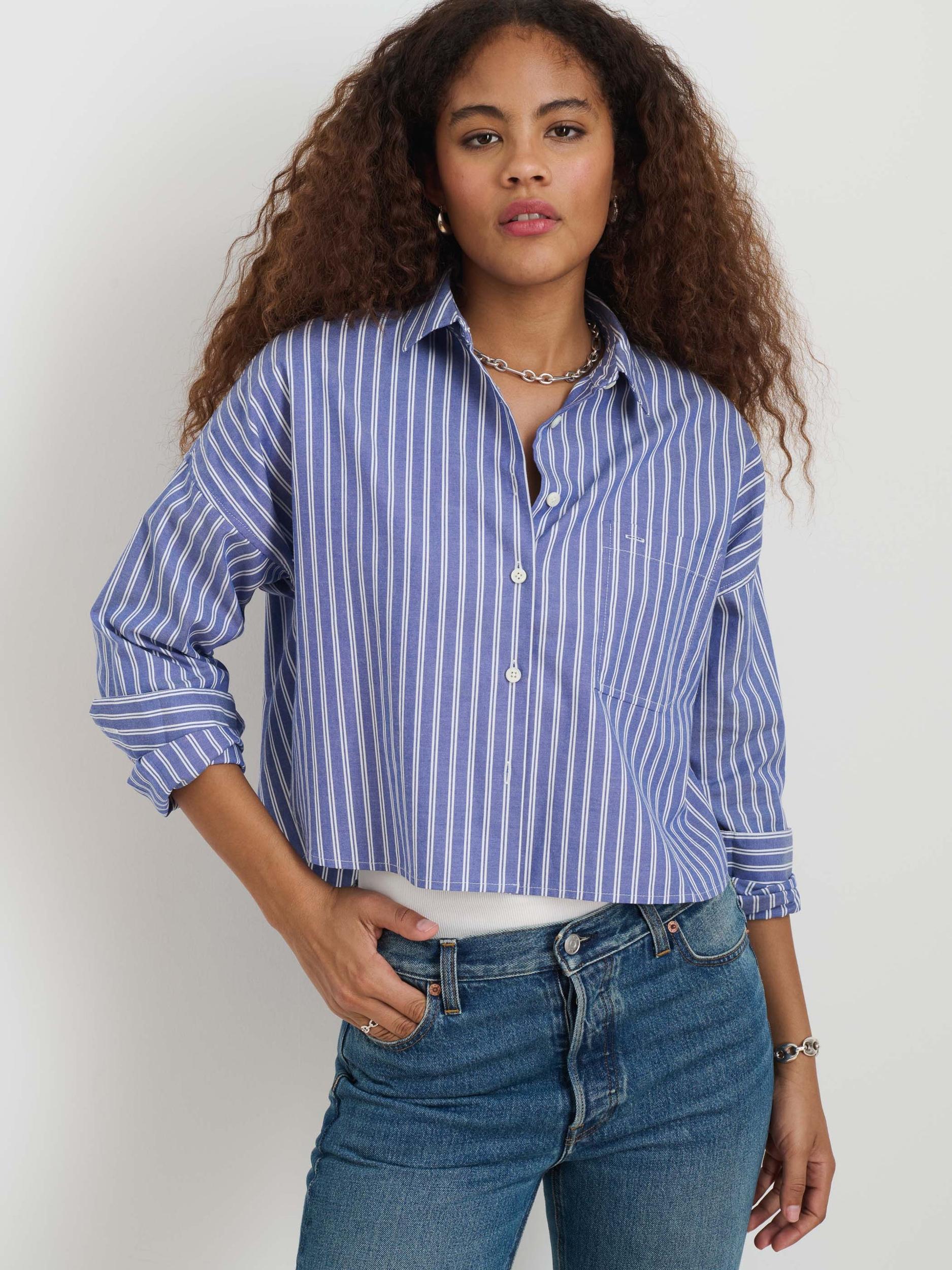 Cropped Jo Striped Shirt In Oxford Product Image