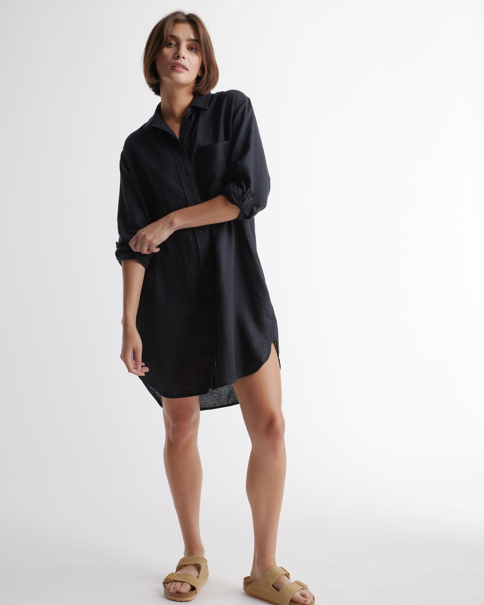 Quince | Women's 100% European Linen Shirt Dress Organic Linen Product Image