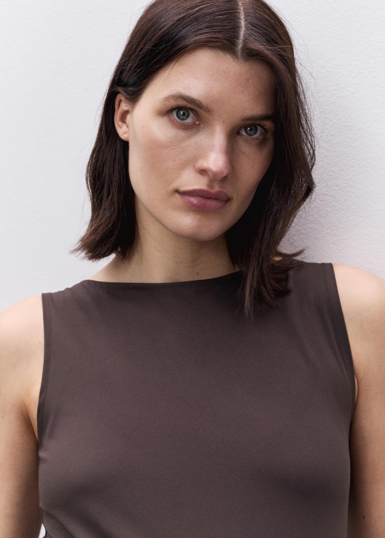 Ruched boat-neck top - Women | MANGO USA Product Image