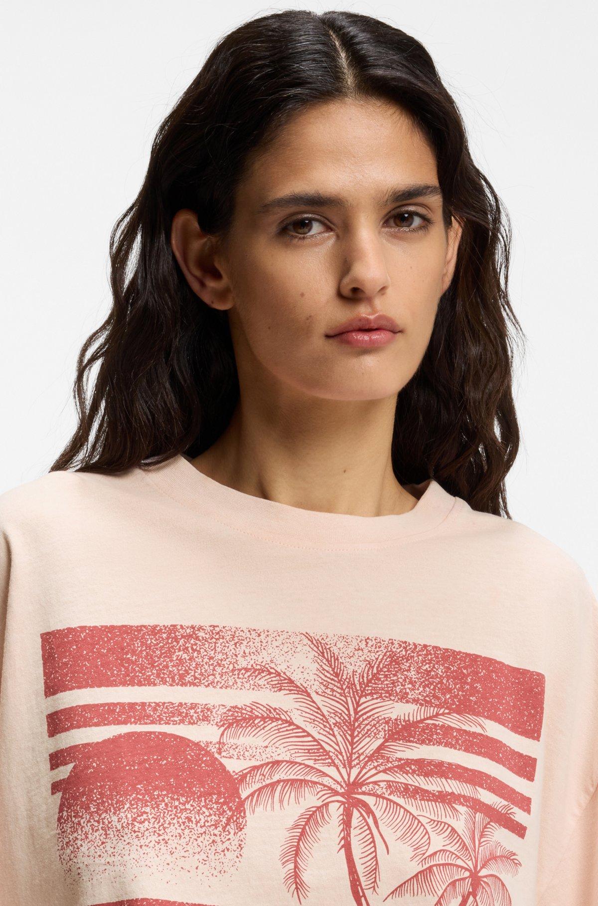 Cotton-jersey T-shirt with printed artwork Product Image