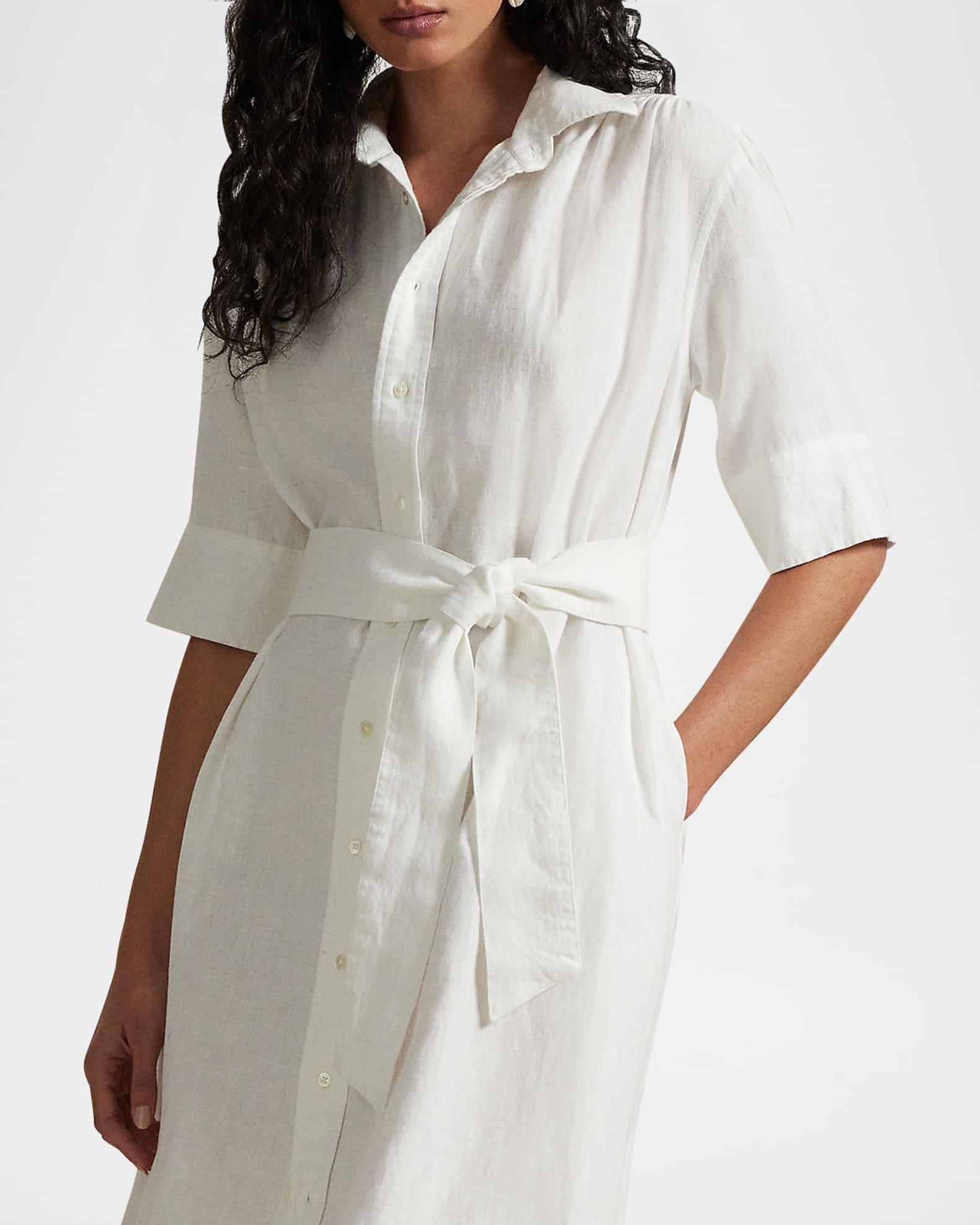 Belted Linen Shirtdress Product Image