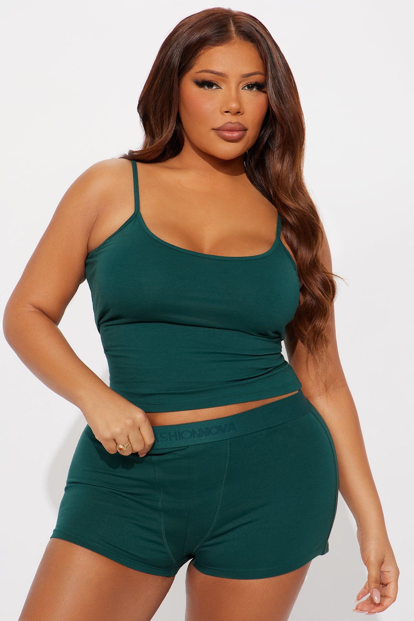 FN Mood PJ Boxer Short Set - Hunter Green Female Product Image