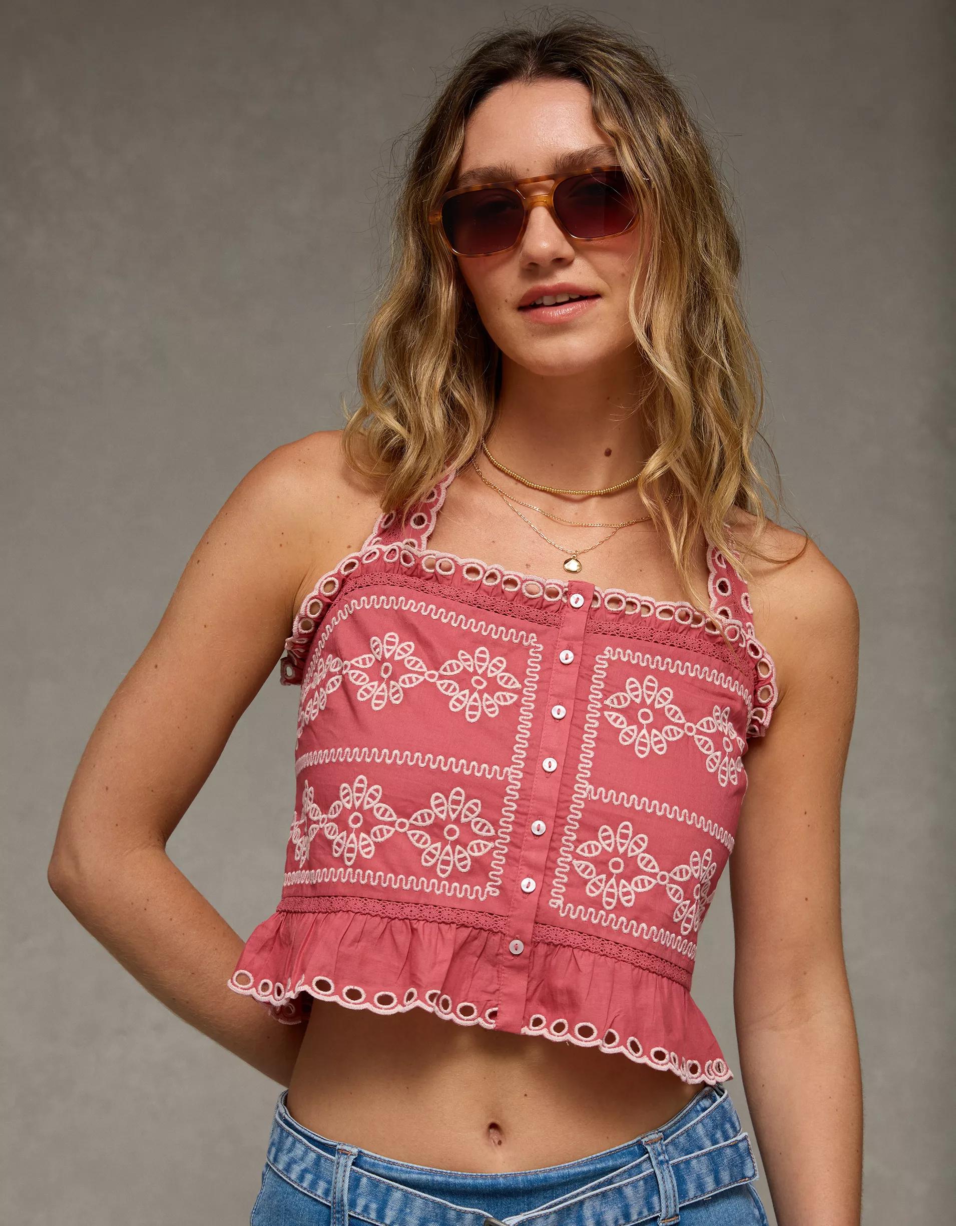 AE Eyelet Crop Top Product Image