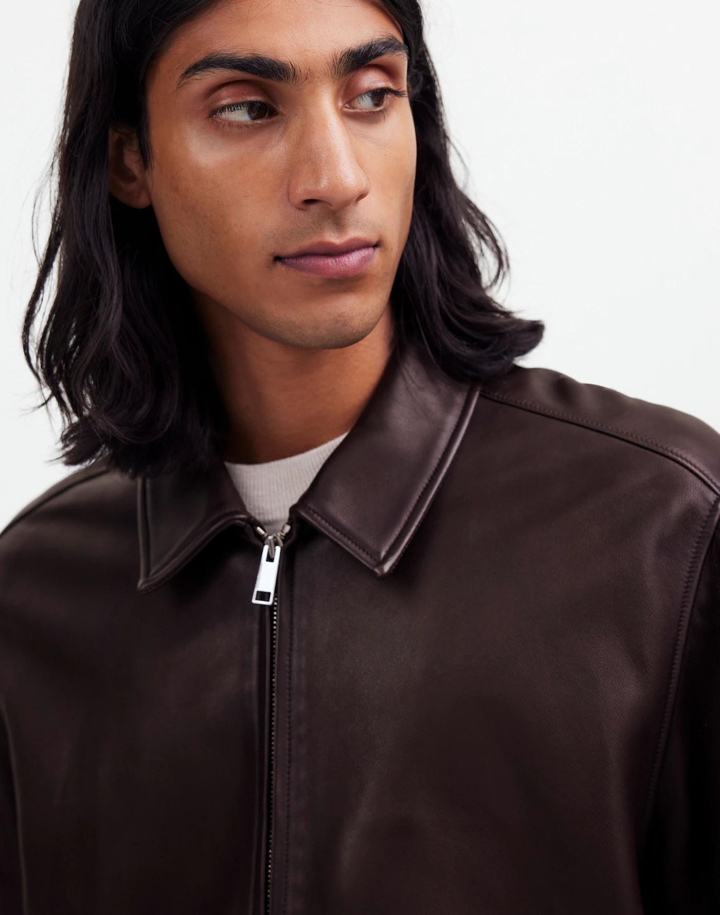 Leather Zip-Front Jacket Product Image