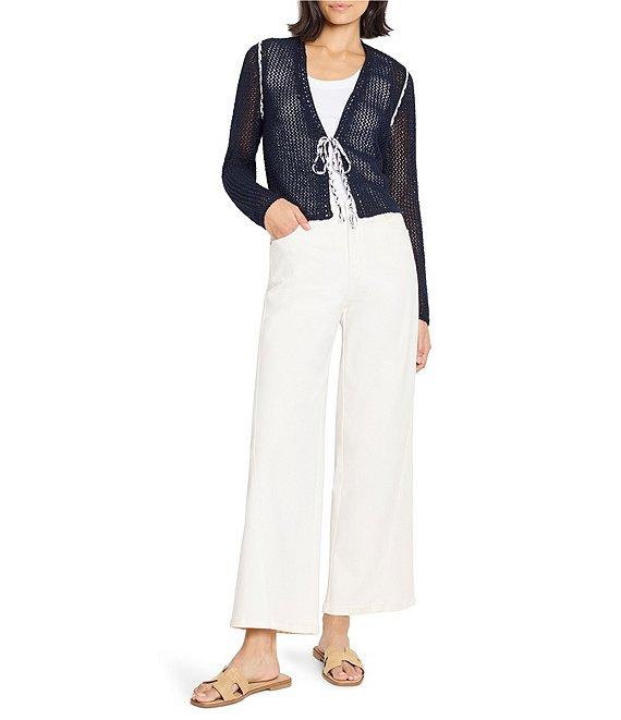 NIC + ZOE Mesh V-Neck Long Sleeve Tie Cardigan Product Image