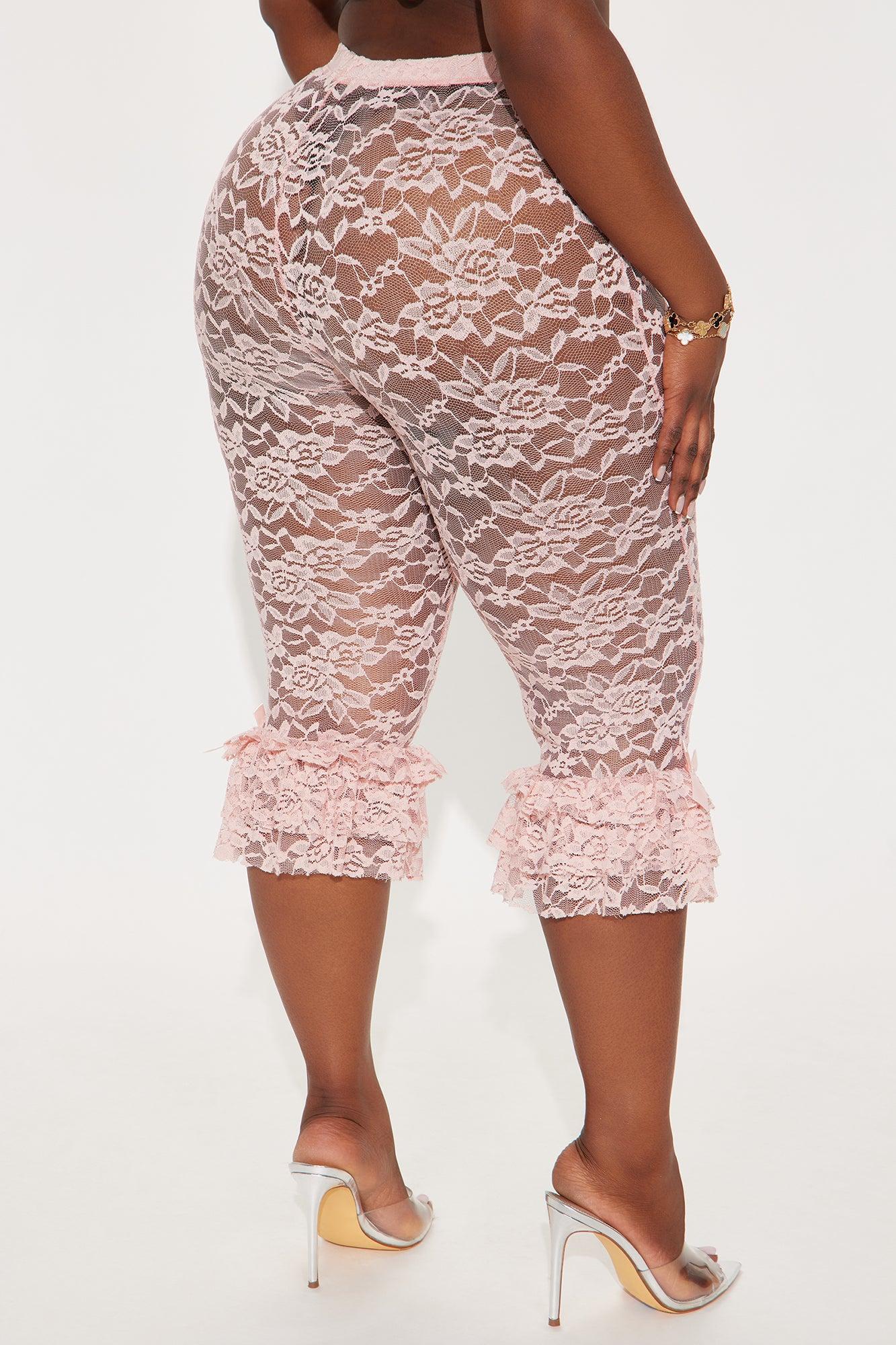 Magnolia Lace Ruffle Capri Legging - Pink Product Image