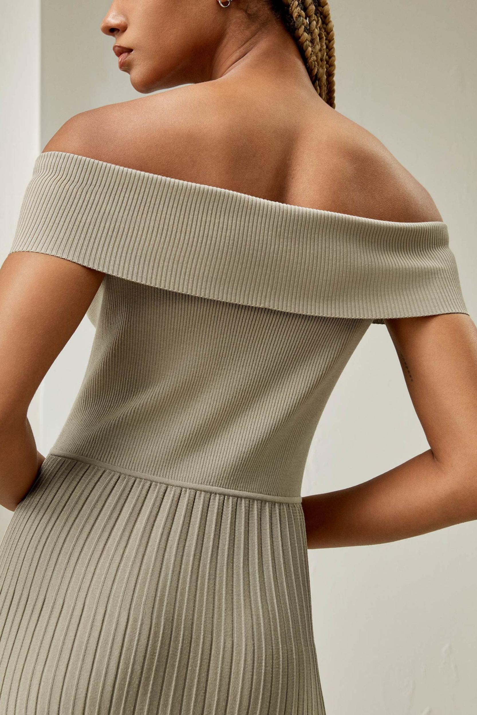 Off-Shoulder Hybrid Pleated Dress Product Image
