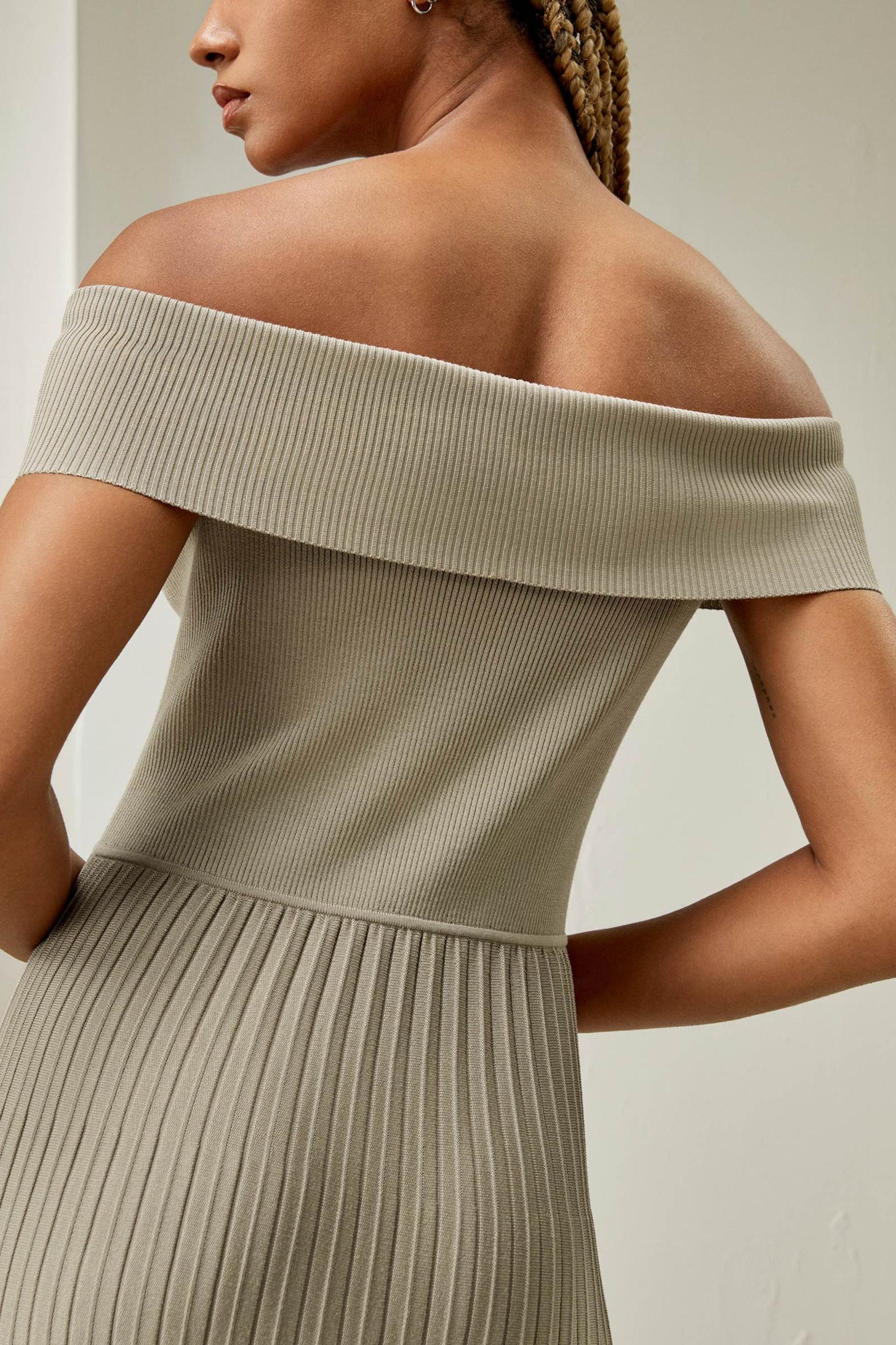 Off-Shoulder Hybrid Pleated Dress Product Image
