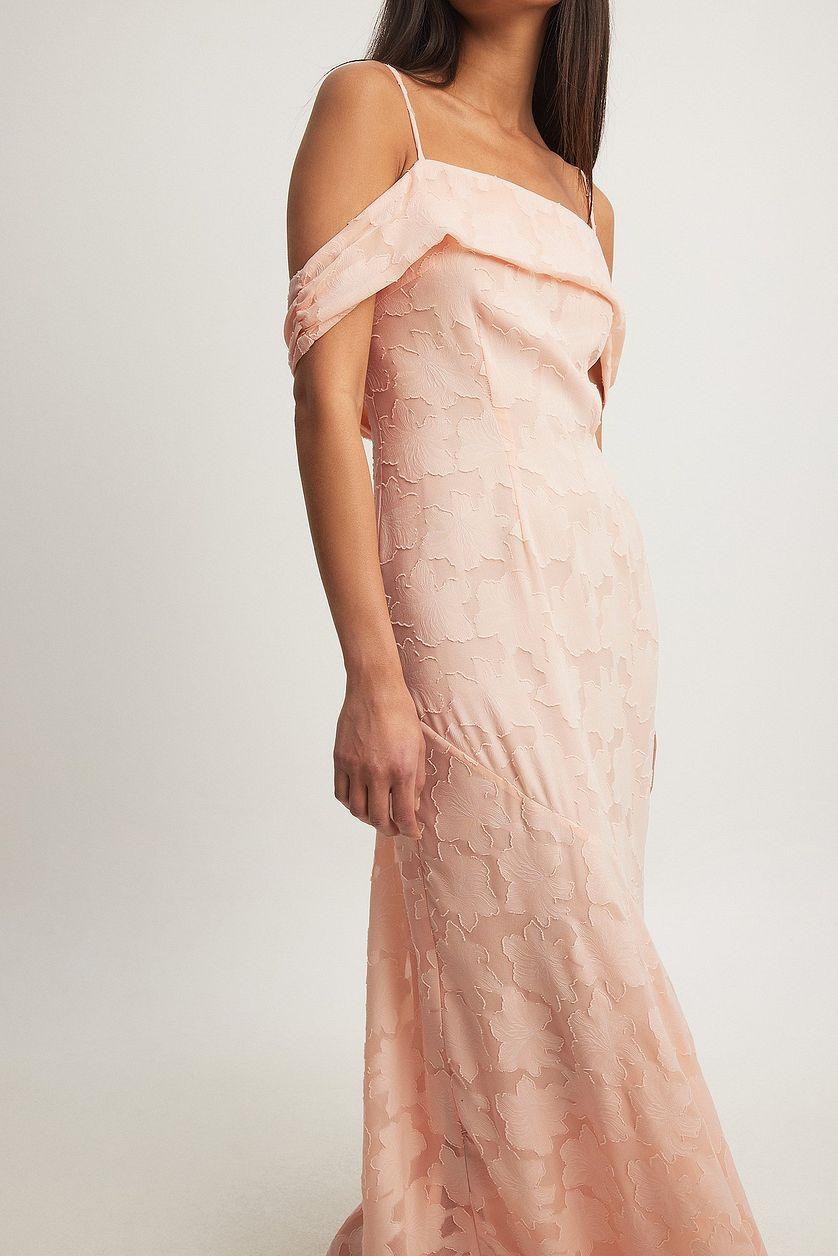 Off Shoulder Jacquard Maxi Dress Product Image