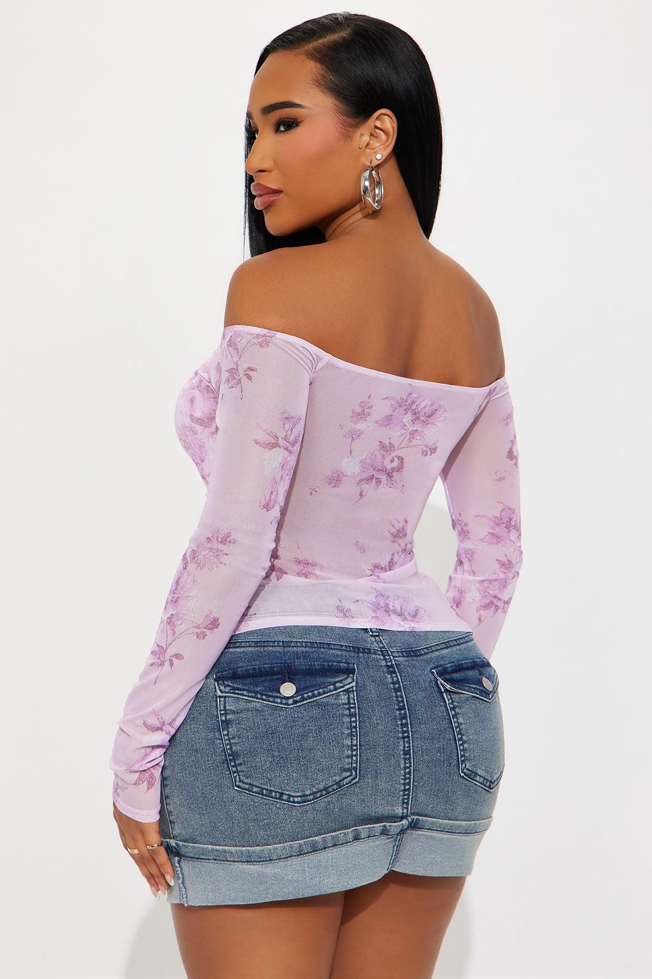 Picking Petals Mesh Long Sleeve Flyaway Top - Pink/combo Female Product Image