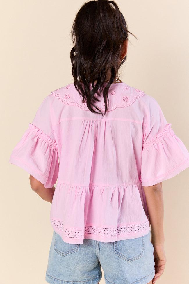 Going Places Pink Woven Blouse FINAL SALE Product Image