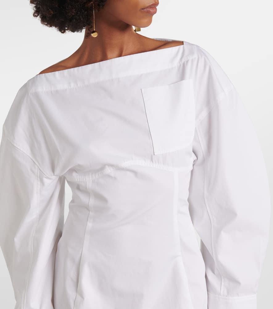 JACQUEMUS La Casaco Long Sleeve Cotton Shirtdress In White Product Image