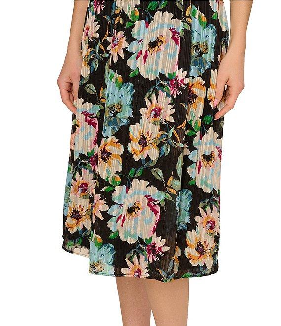 Adrianna Papell Halter Floral Print Chiffon Blouson Midi Dress Product Image