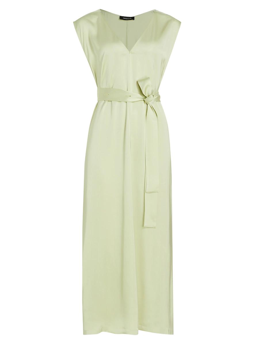 Womens Satin Tie-Waist Sleeveless Midi-Dress Product Image