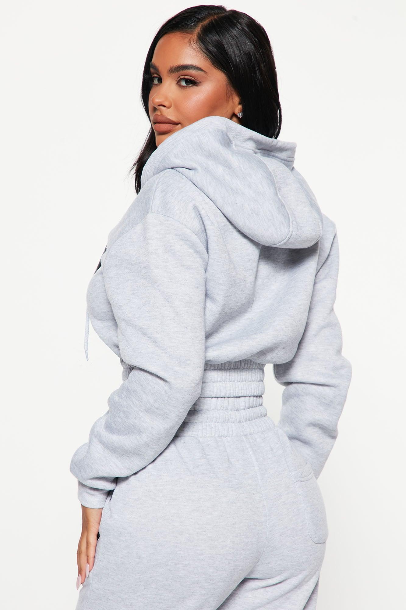 Raiders Cropped Zip Hoodie - Heather Grey Product Image