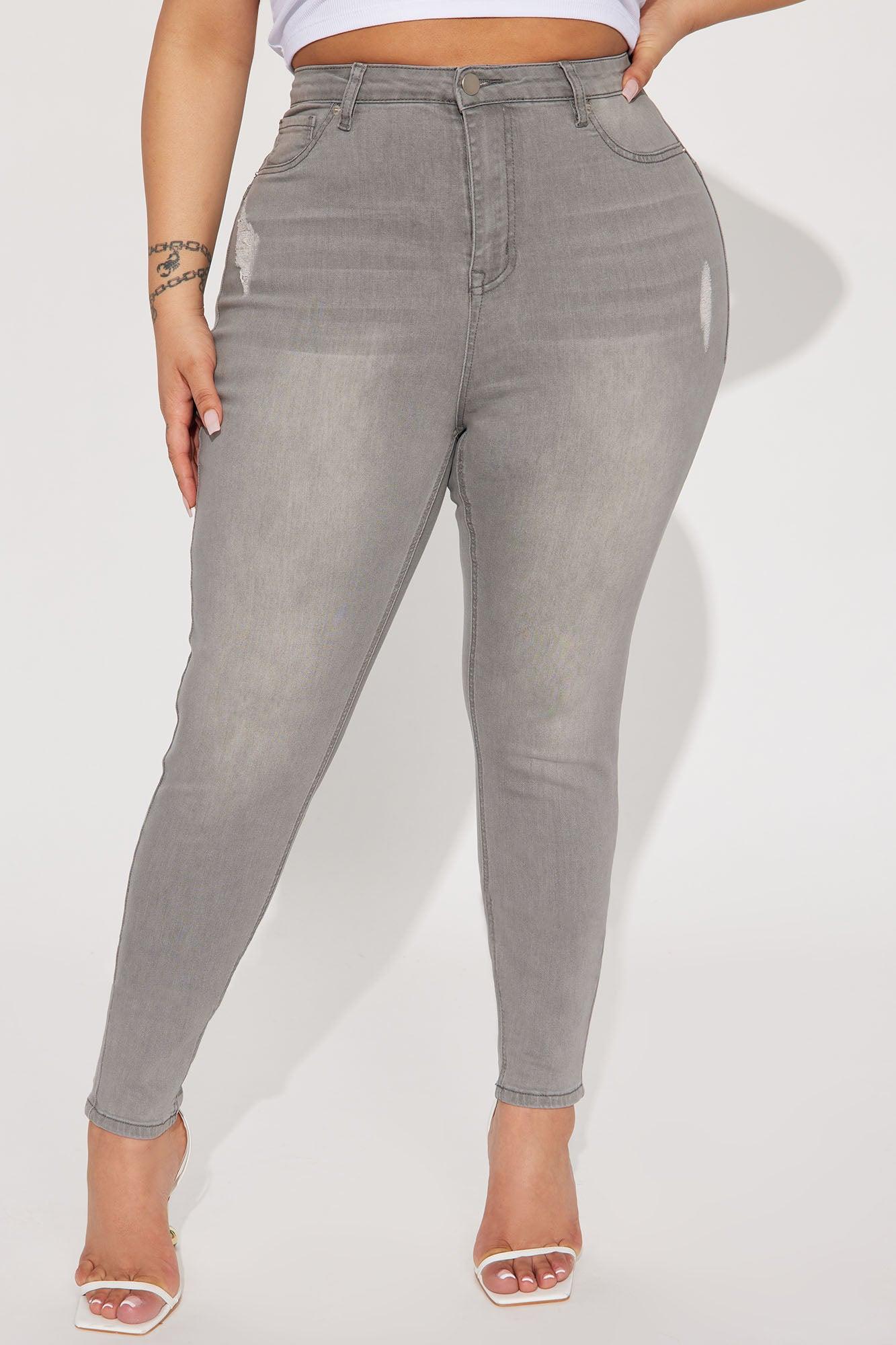 Beacon Booty Lifting Ripped High Rise Stretch Skinny Jeans - Grey Product Image